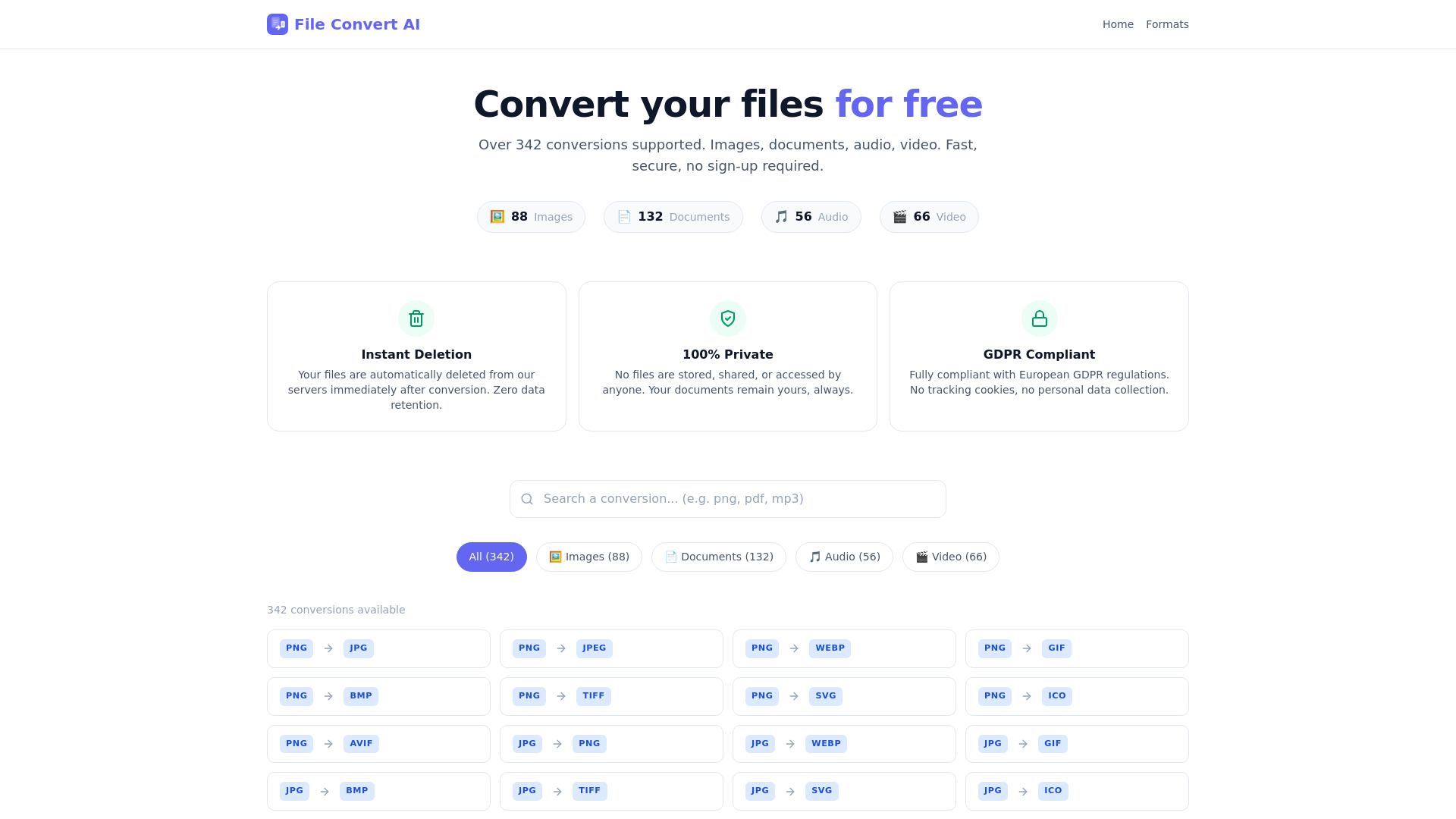 website screenshot of https://file-convert-ai.com/