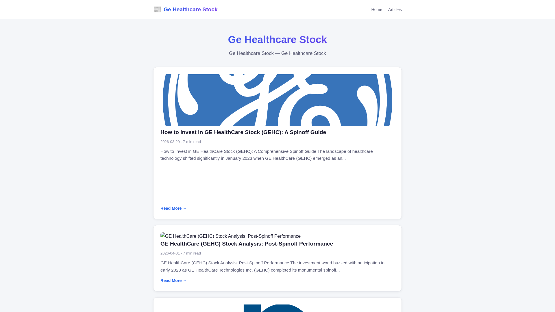 website screenshot of https://ge-healthcare-stock.pages.dev/