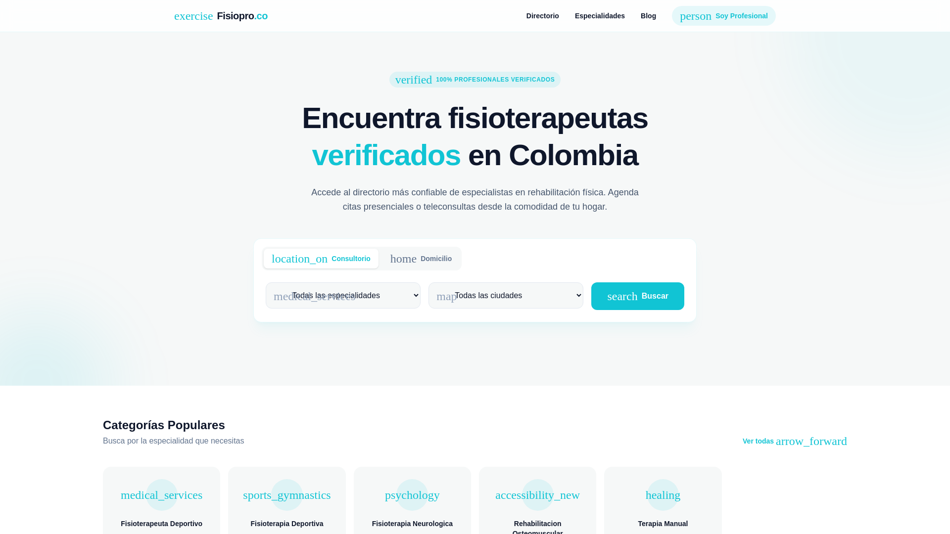 website screenshot of https://fisiopro.co/