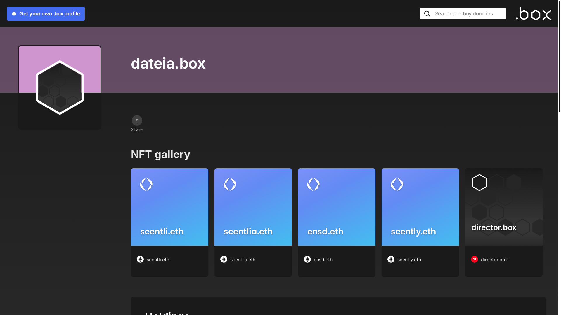 website screenshot of https://dateia.box/