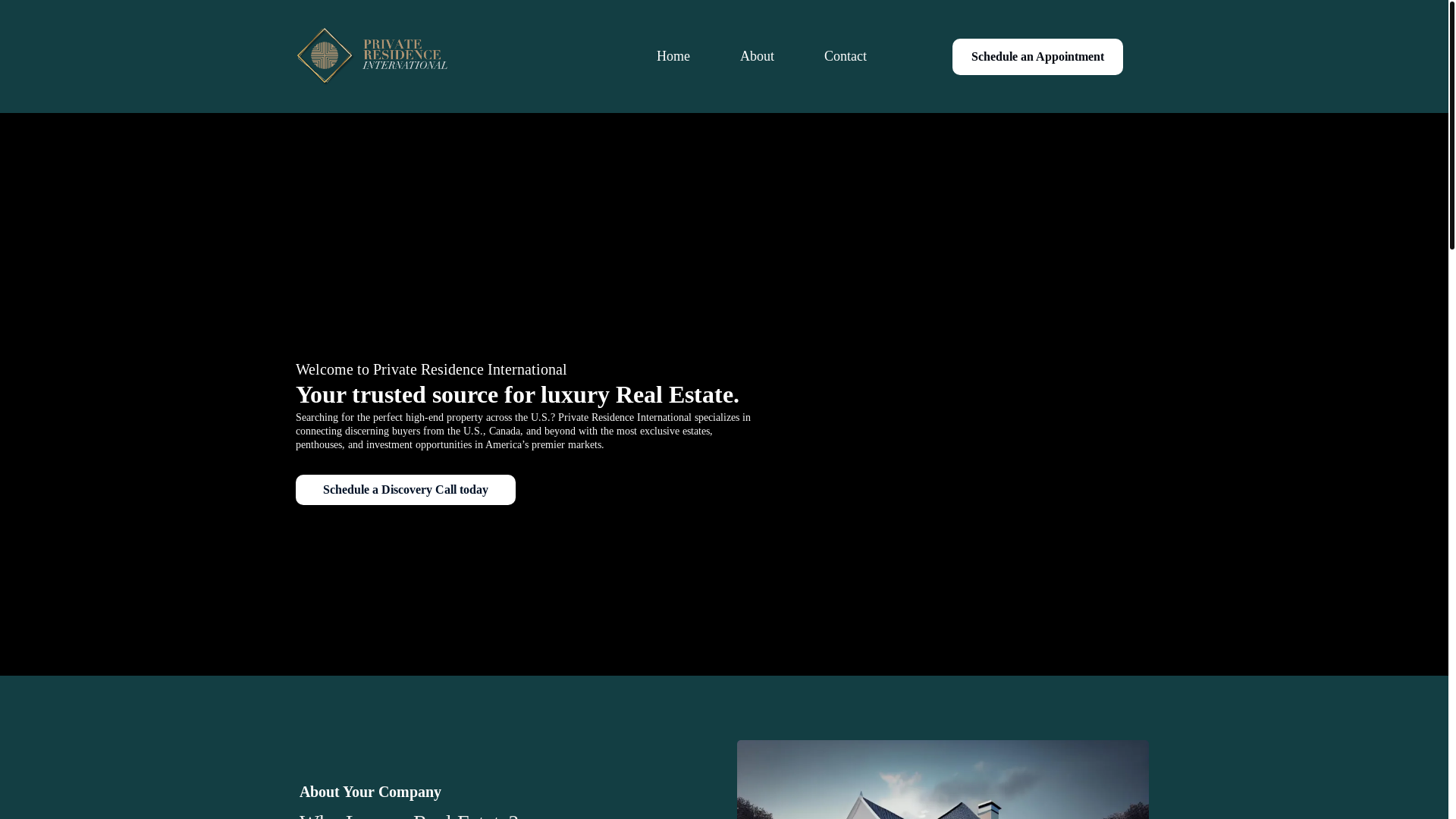 website screenshot of https://privateresidenceintl.com/