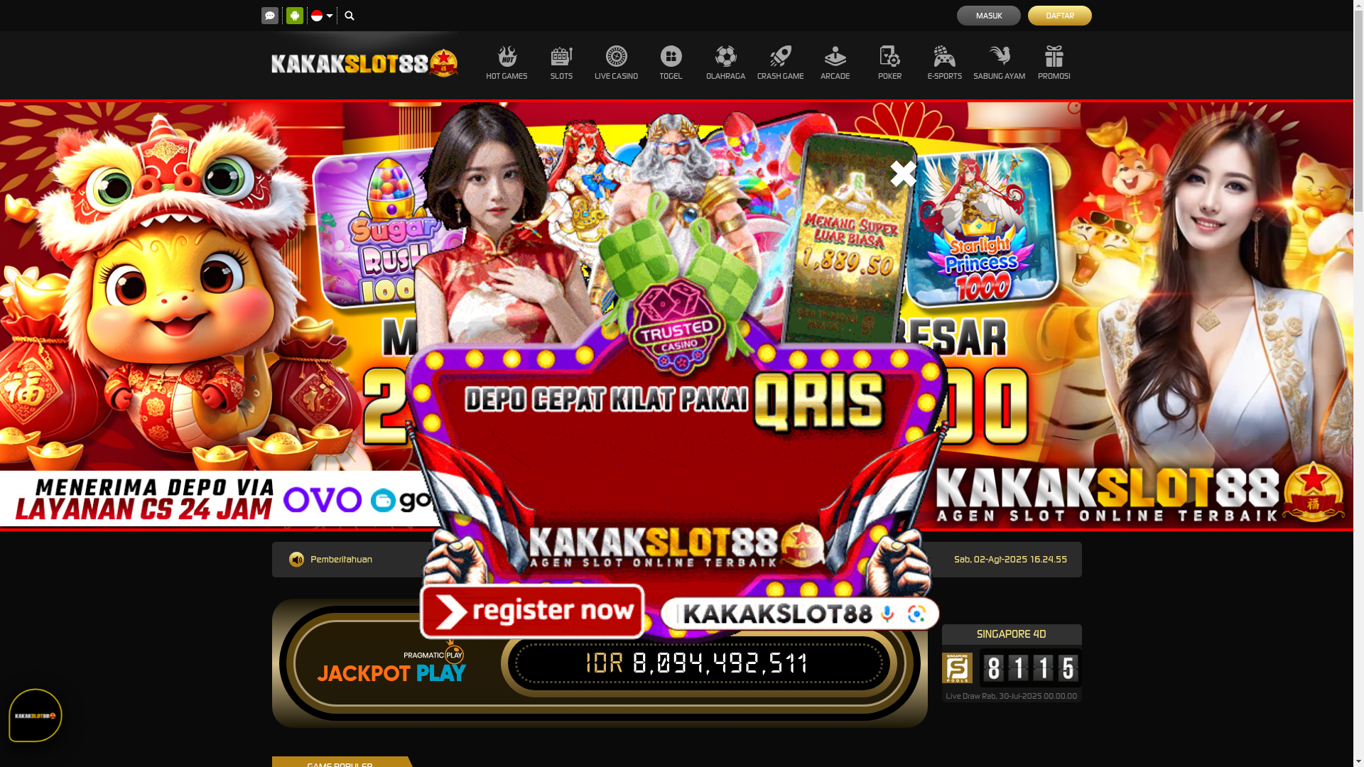 website screenshot of https://kakakslot88well.xyz/