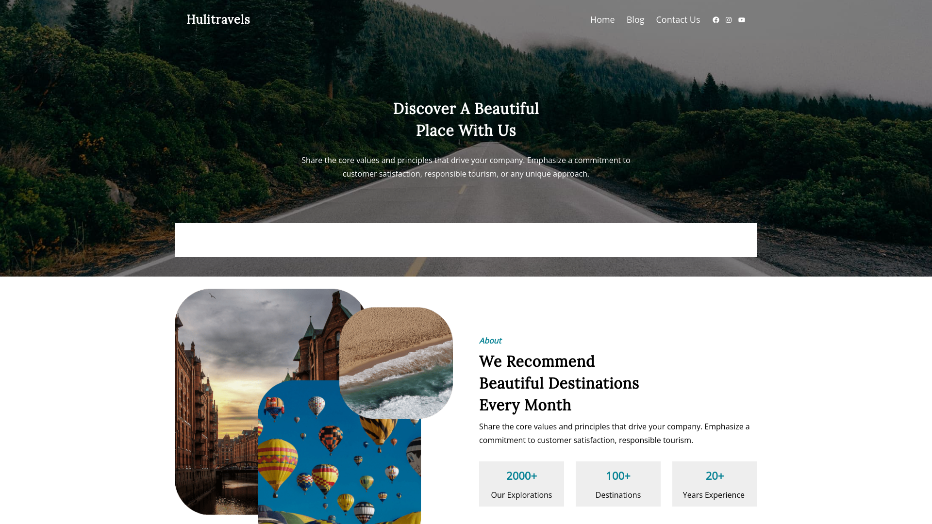 website screenshot of https://hulitravels.com/