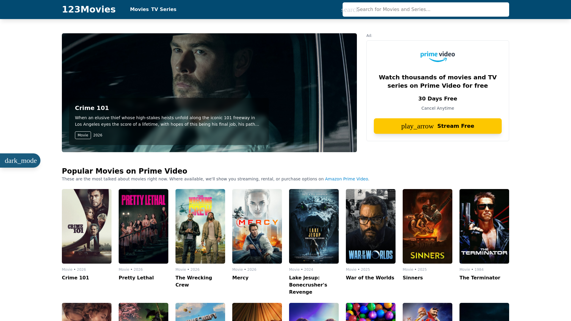 website screenshot of https://123movies.com/