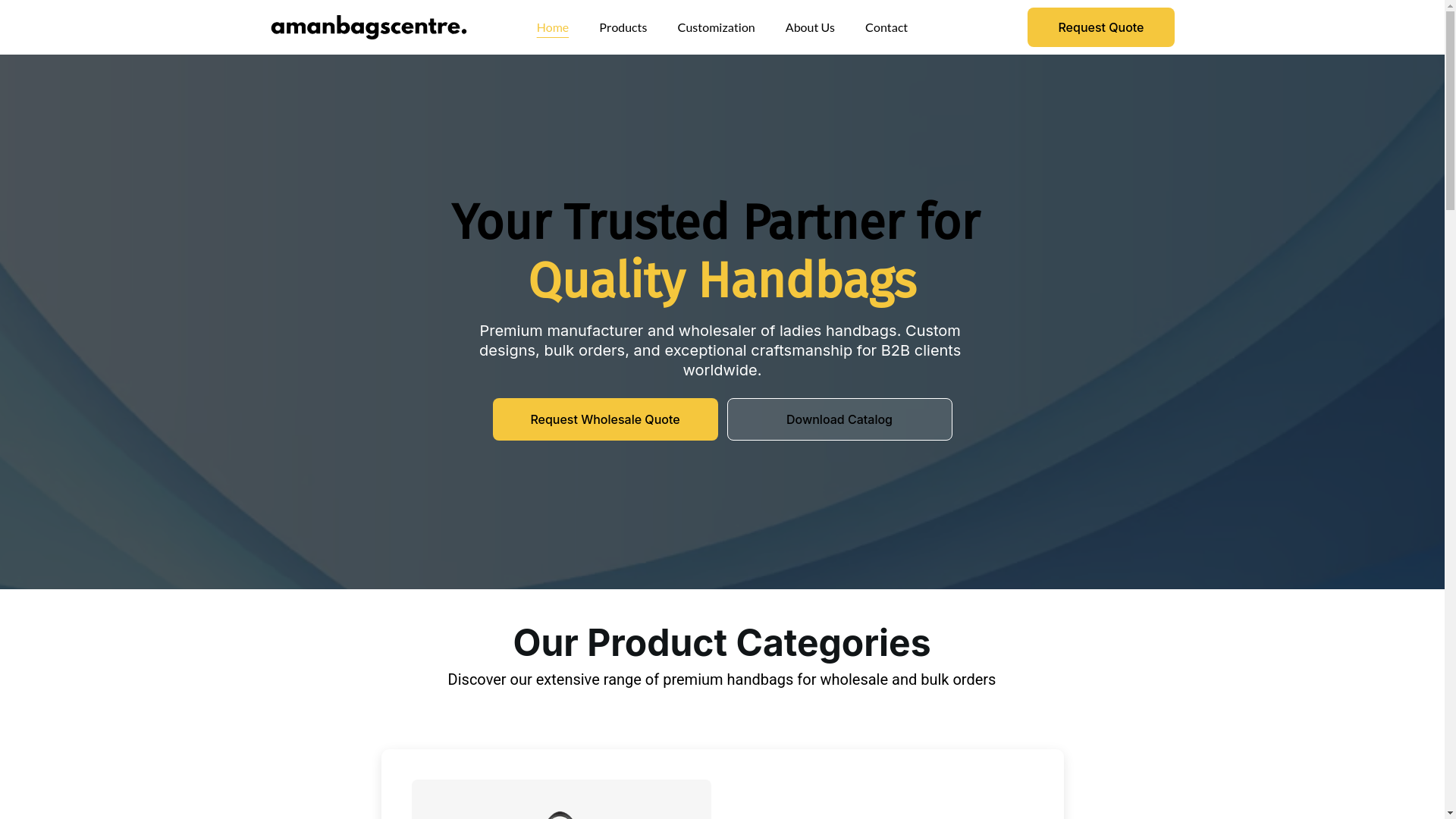 website screenshot of https://amanbagscentre.in/
