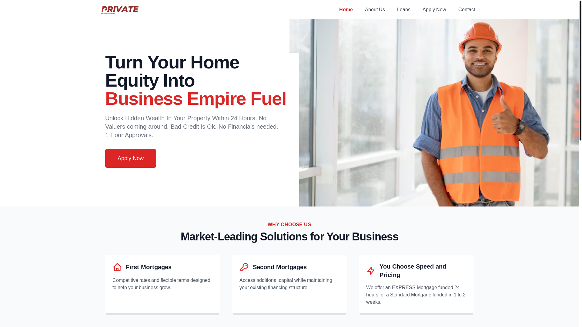 website screenshot of https://private-business-loans.pages.dev/