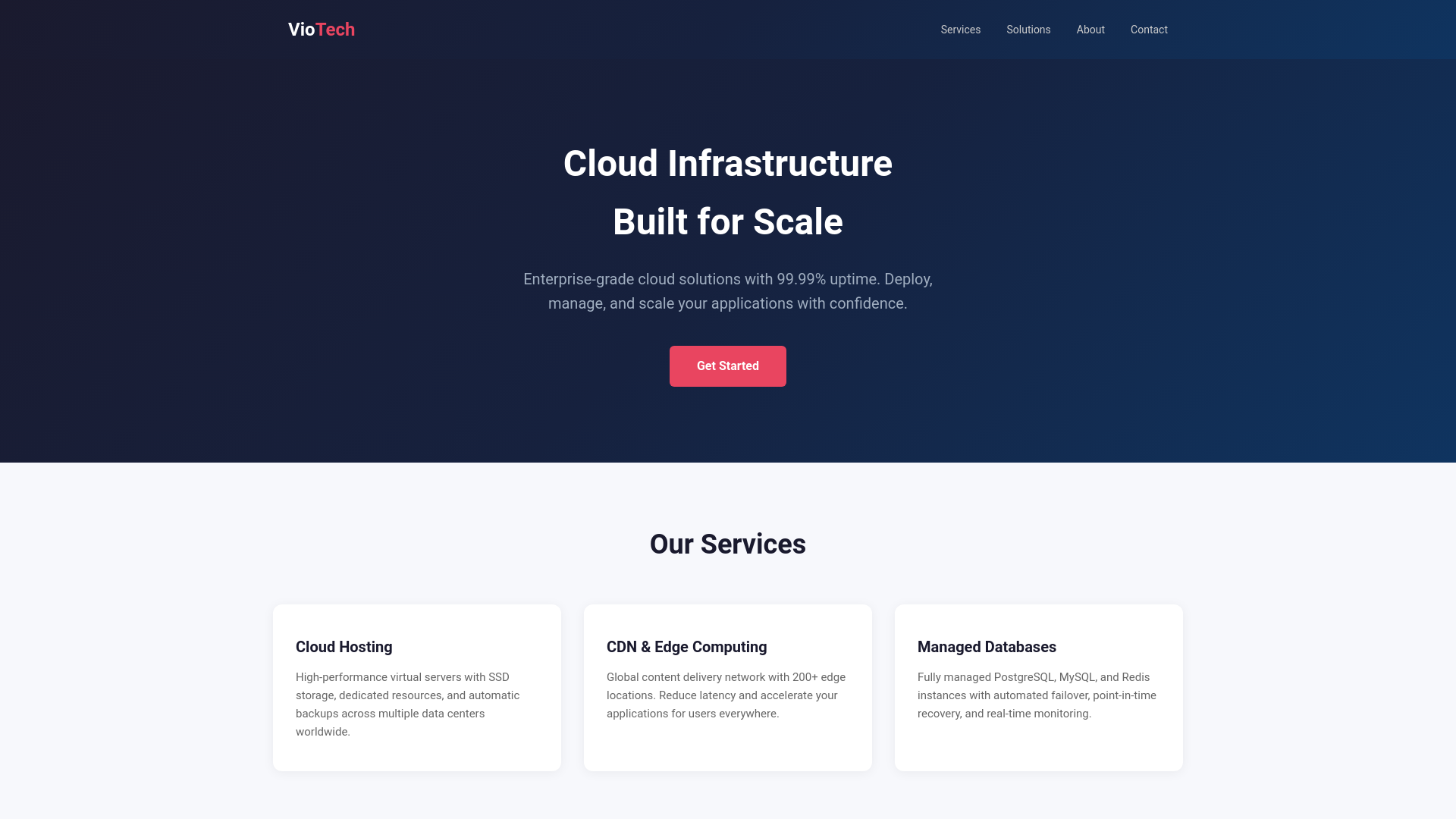 website screenshot of https://vioko.cloud/