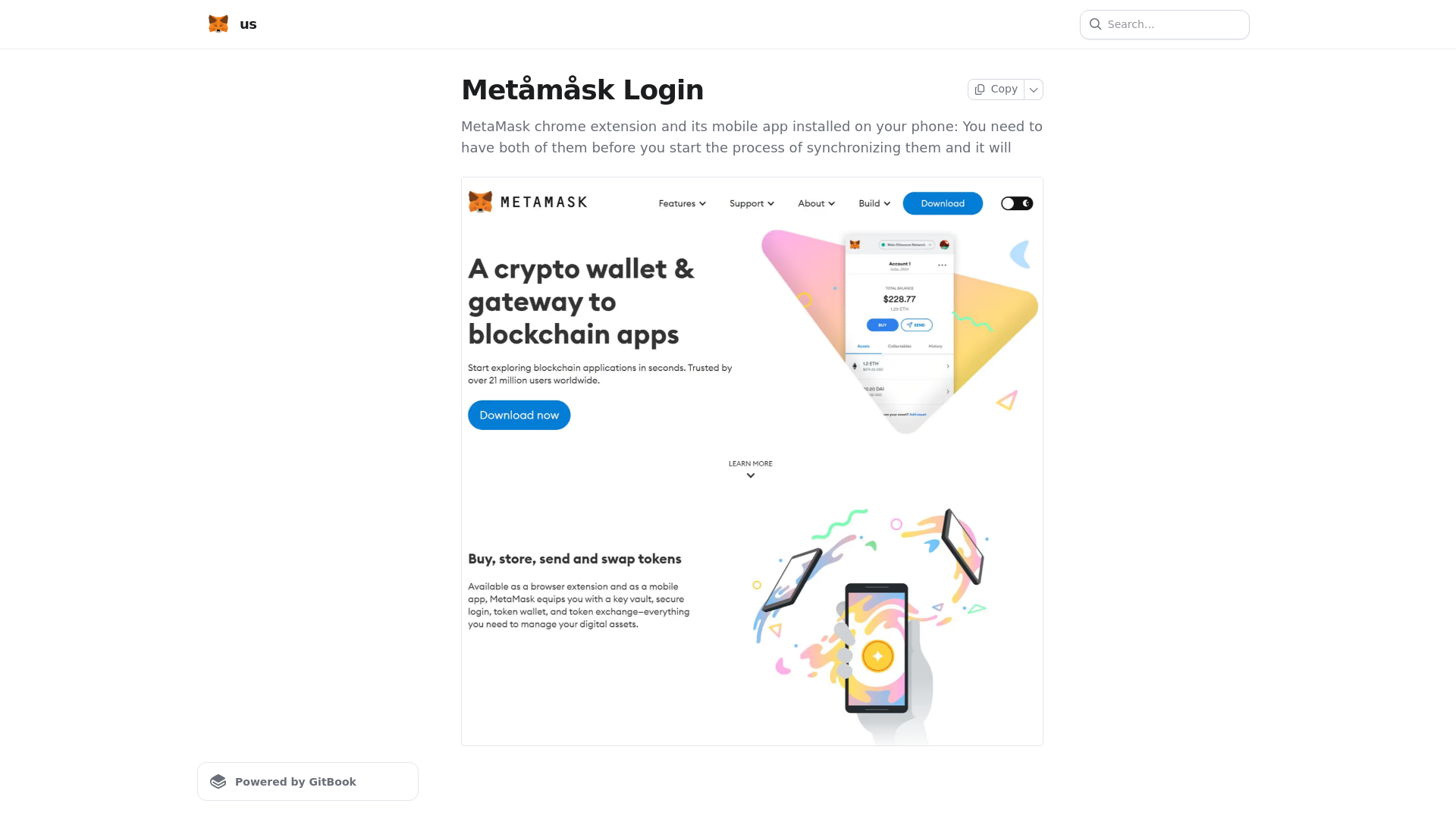 website screenshot of https://metamdeaskloigin.gitbook.io