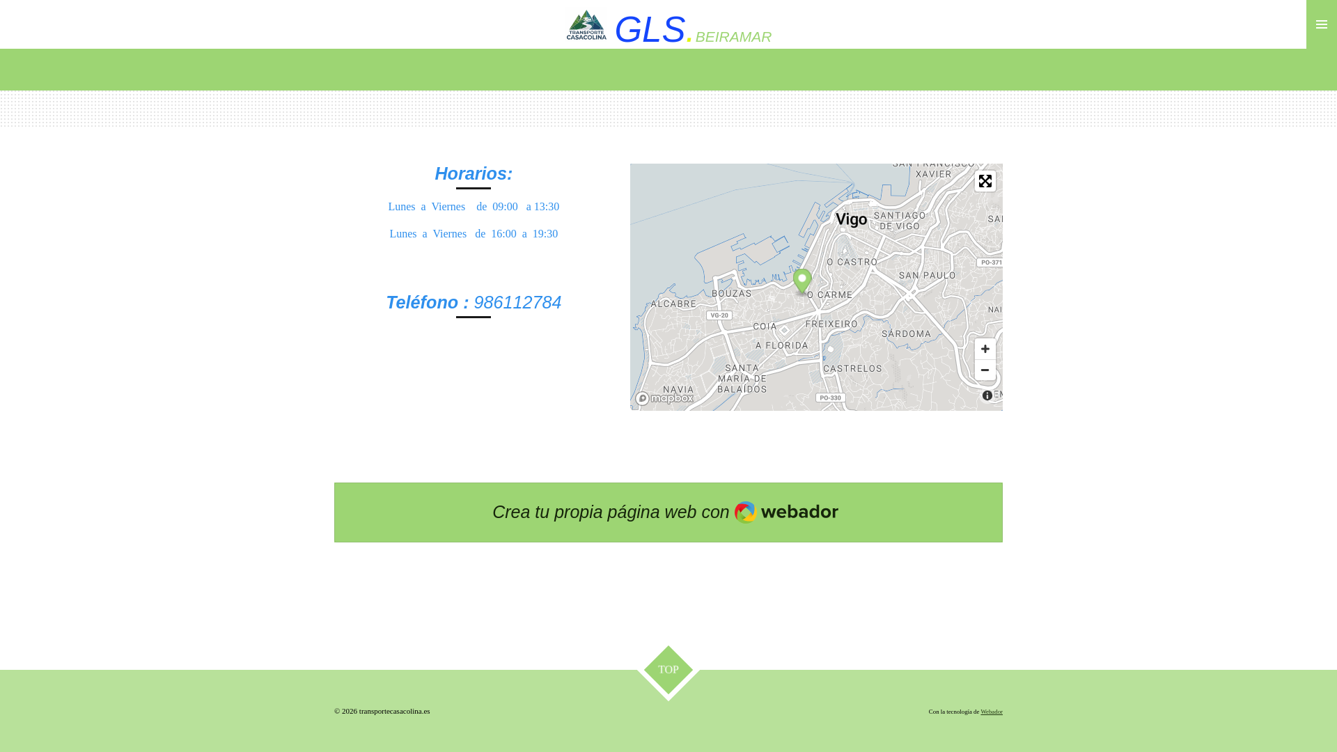 website screenshot of https://transportecasacolina.es/