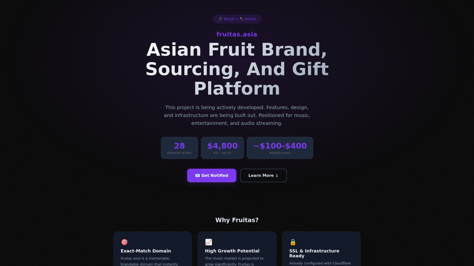 website screenshot of https://fruitas.asia/