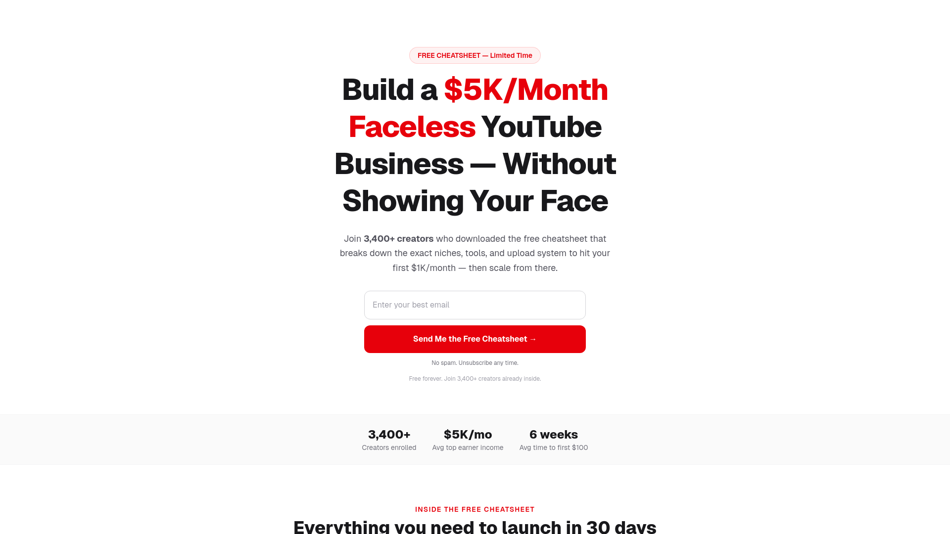 website screenshot of https://facelessmoneyincome.site