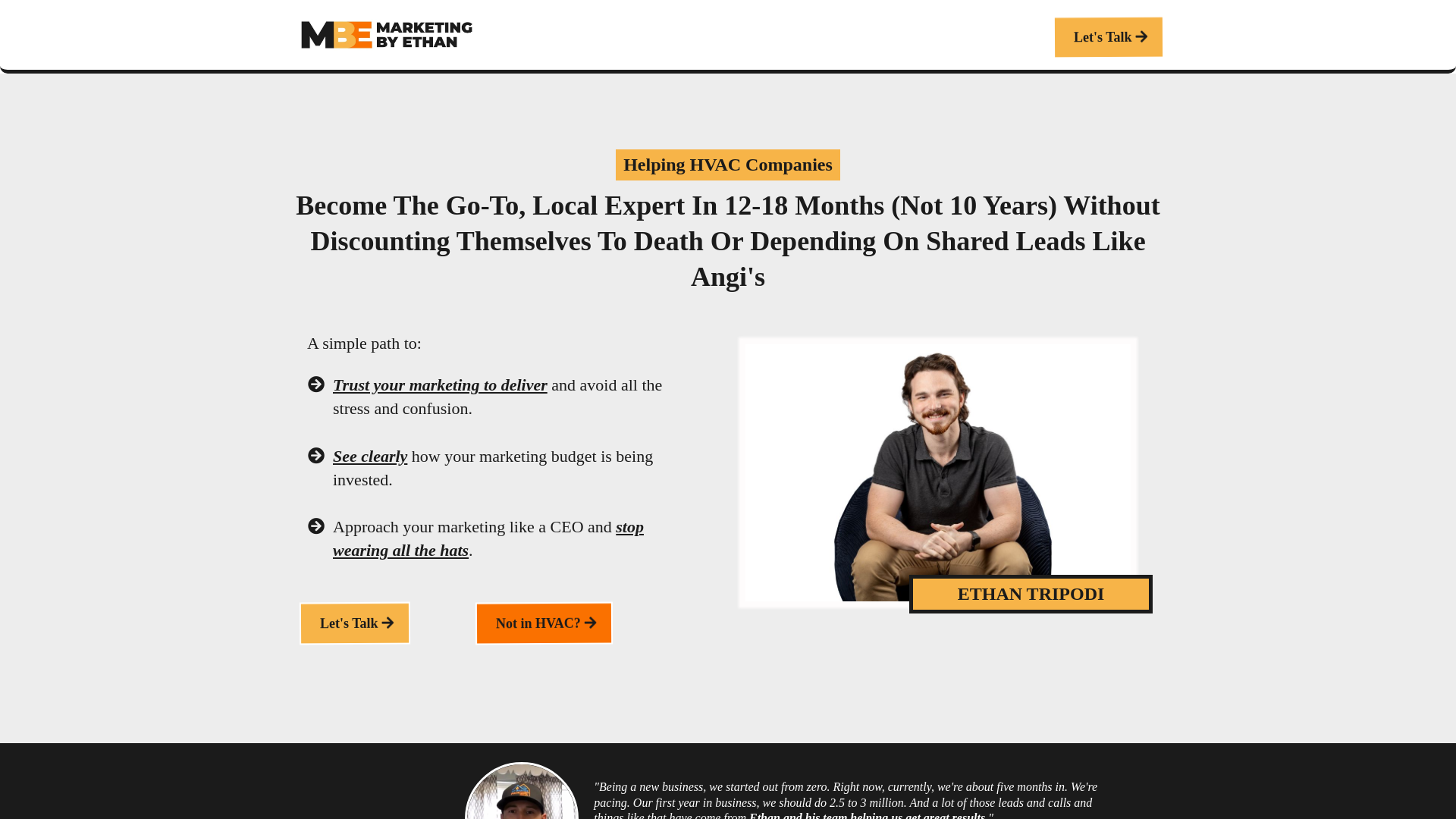 website screenshot of https://startmarketingbyethan.com