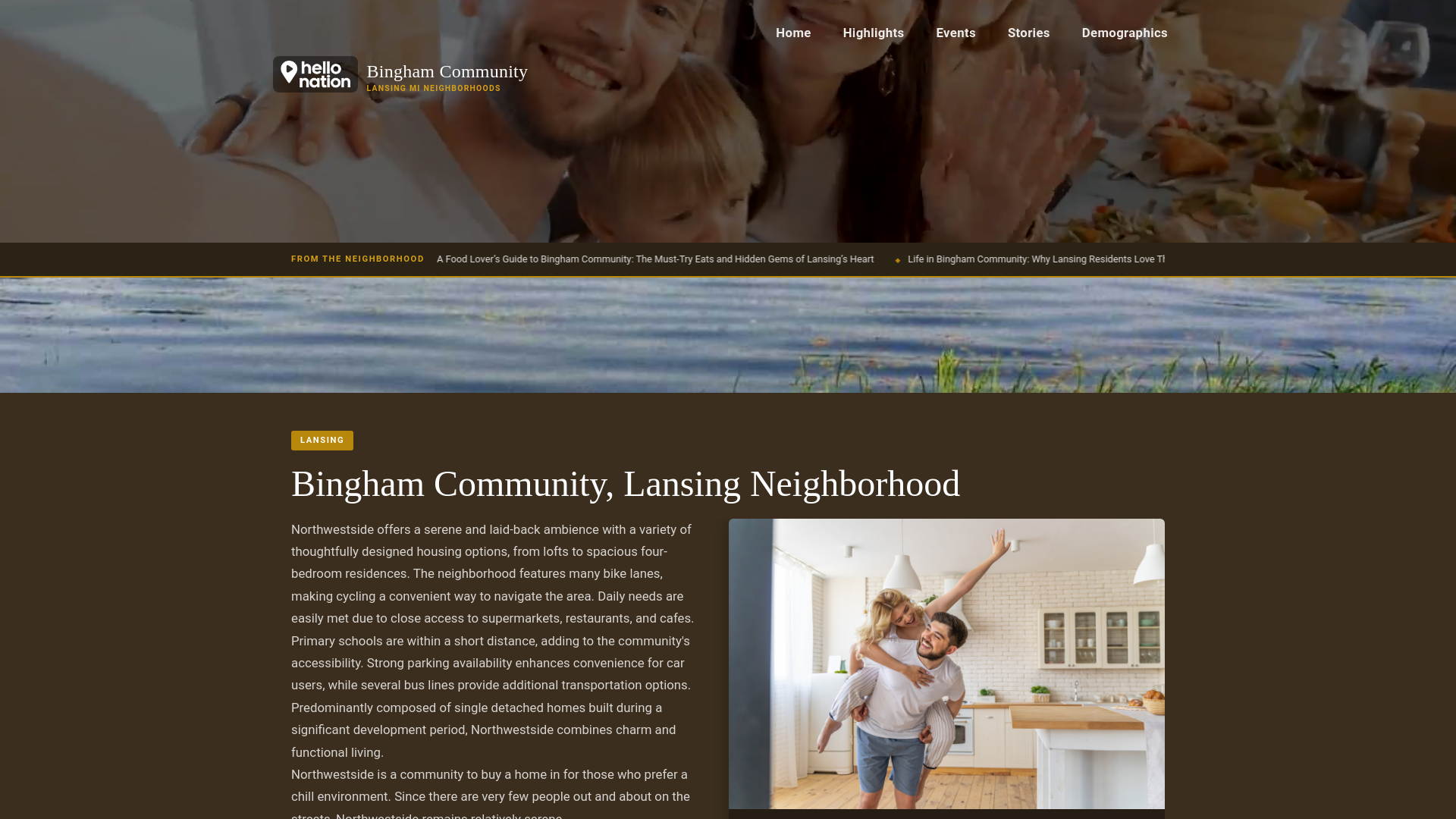 website screenshot of https://binghamcommunitylansingneighborhood.org/