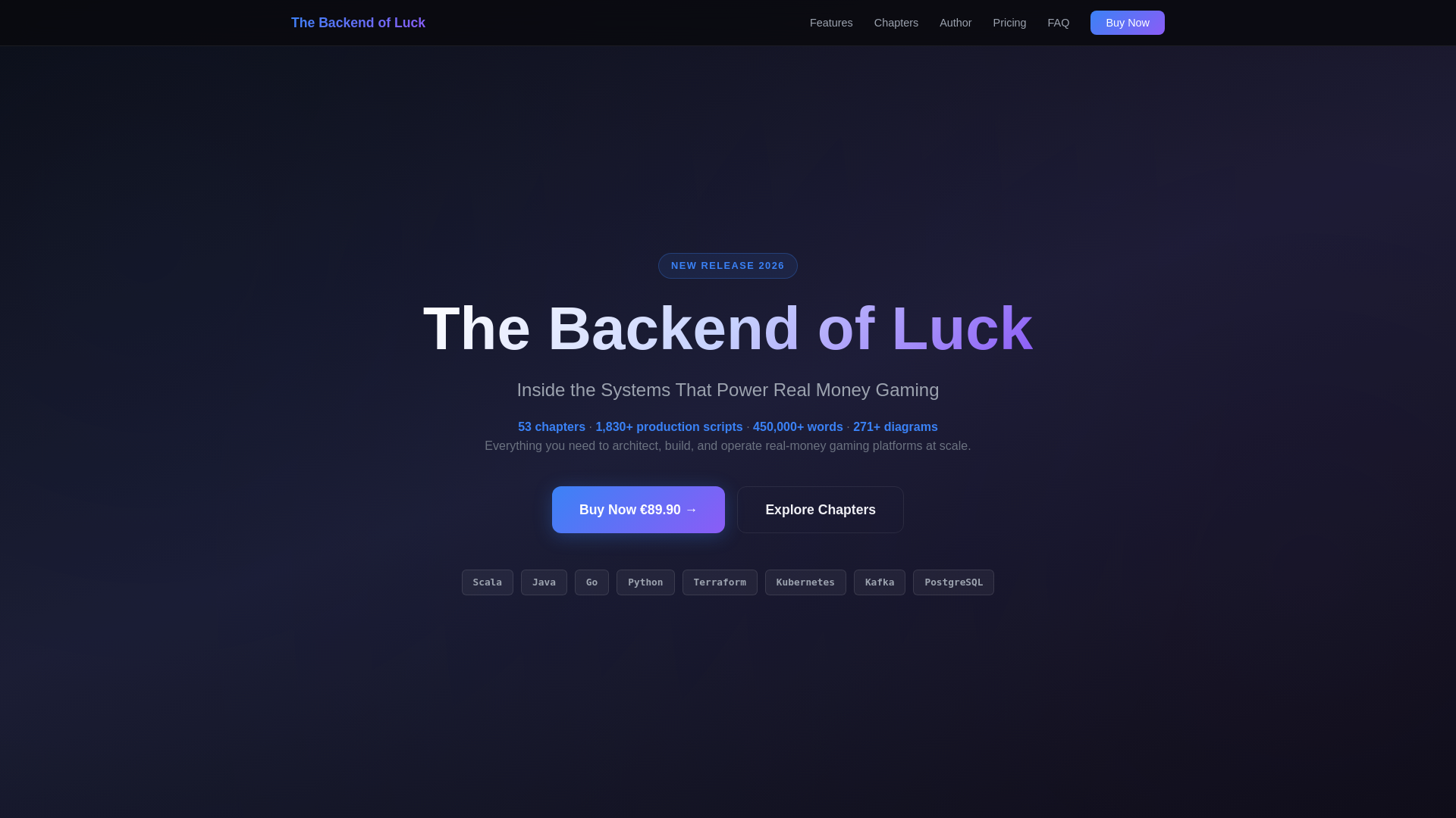 website screenshot of https://thebackendofluck.com/