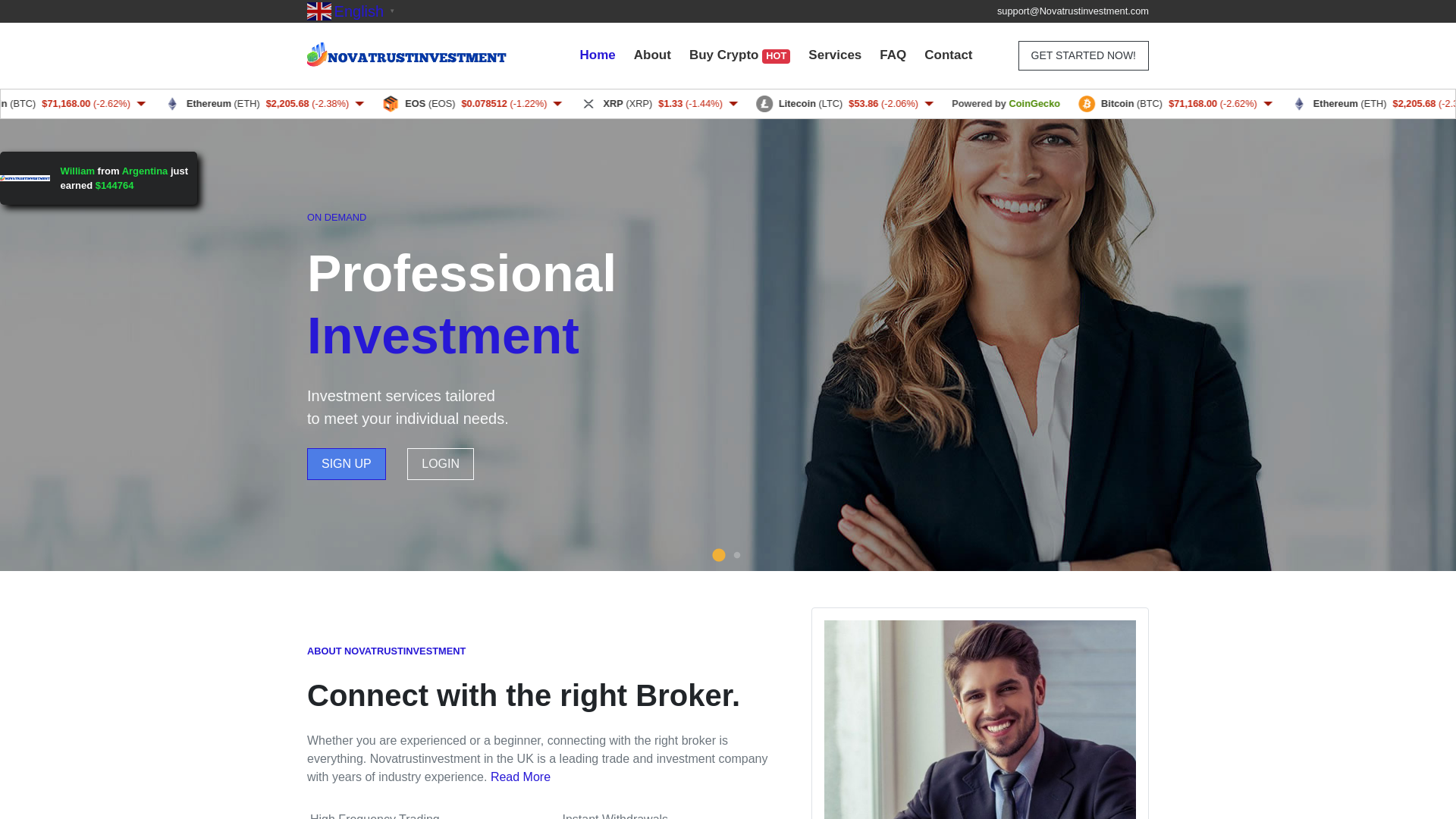 website screenshot of https://novatrustinvestment.com/