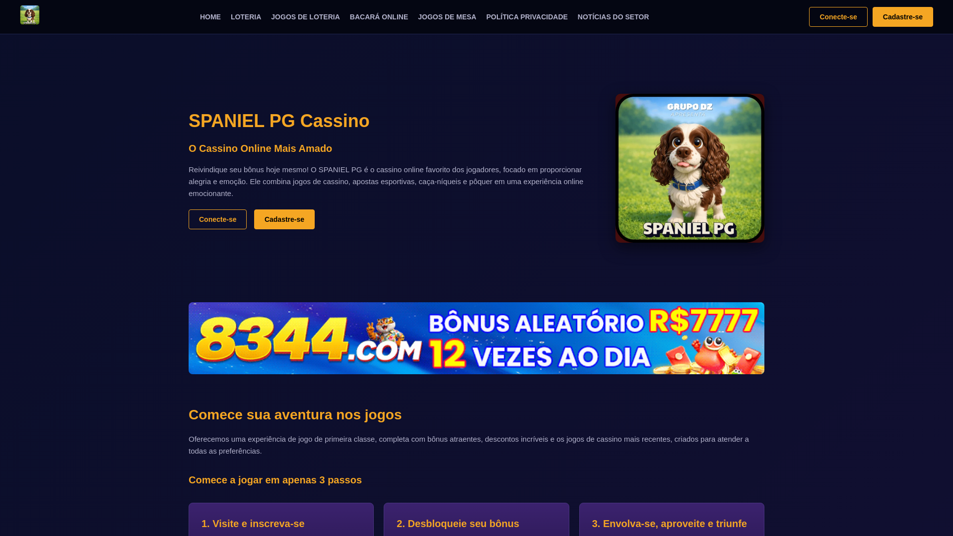 website screenshot of https://spanielpgbet.com