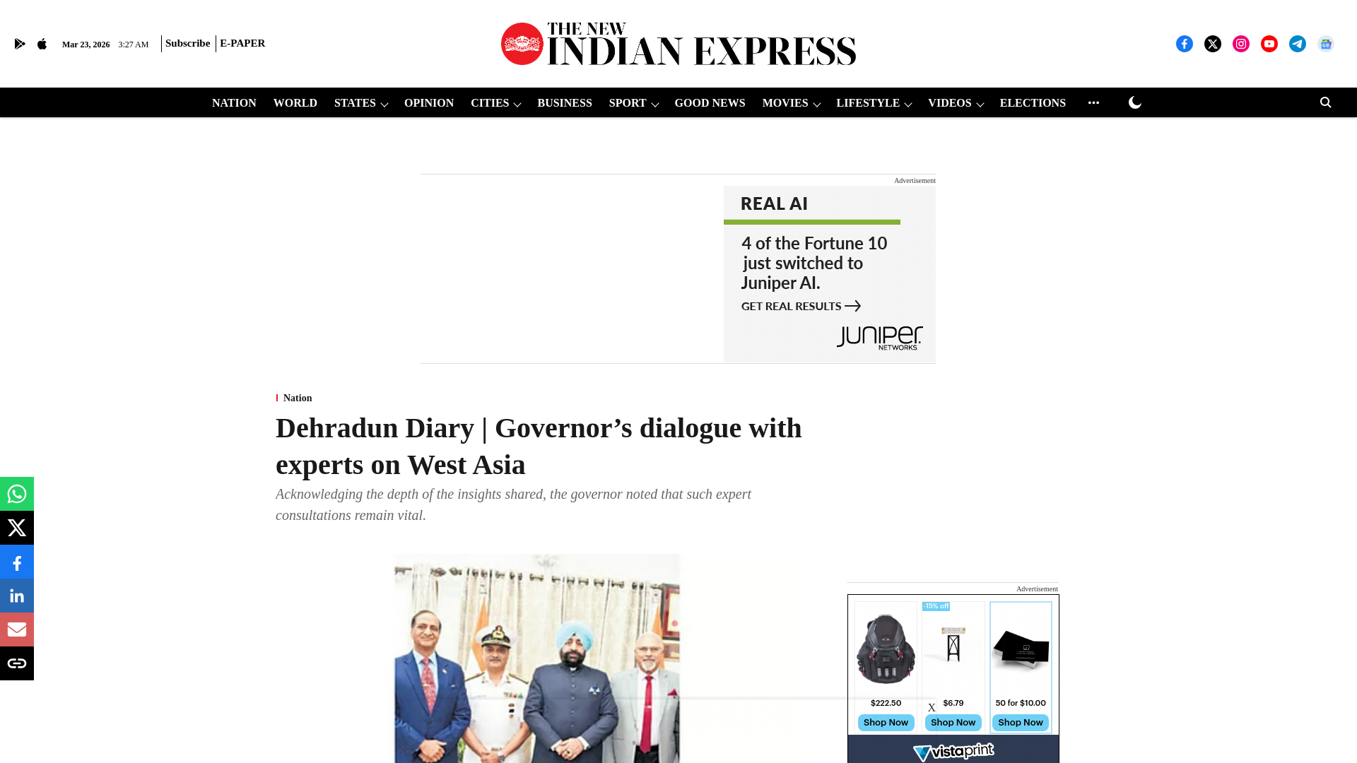 website screenshot of https://www.newindianexpress.com/nation/2026/Mar/23/dehradun-diary-governors-dialogue-with-experts-on-west-asia