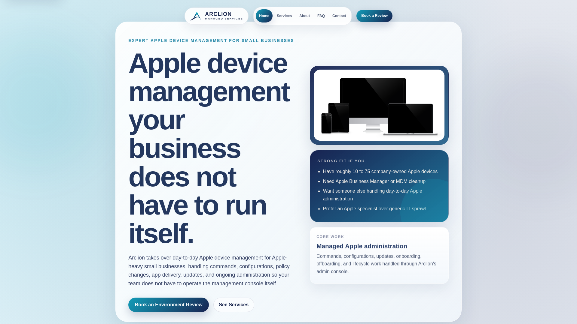website screenshot of https://arclionmsp.com/
