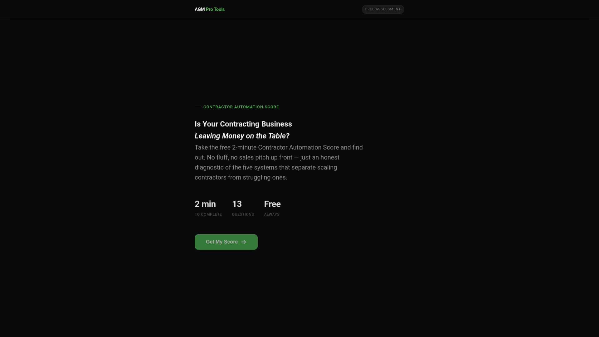website screenshot of https://contractorautomationscore.com/