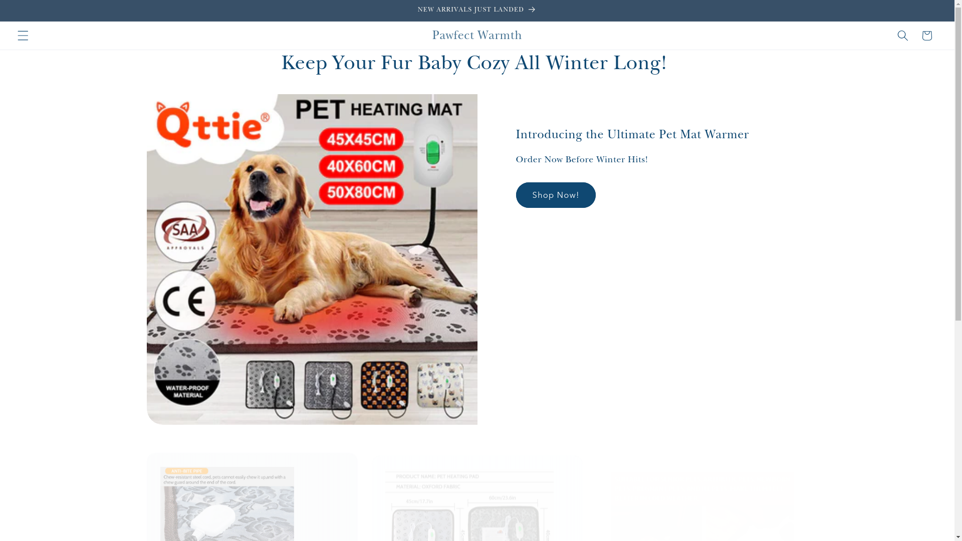 website screenshot of https://pawfectwarmth.com/