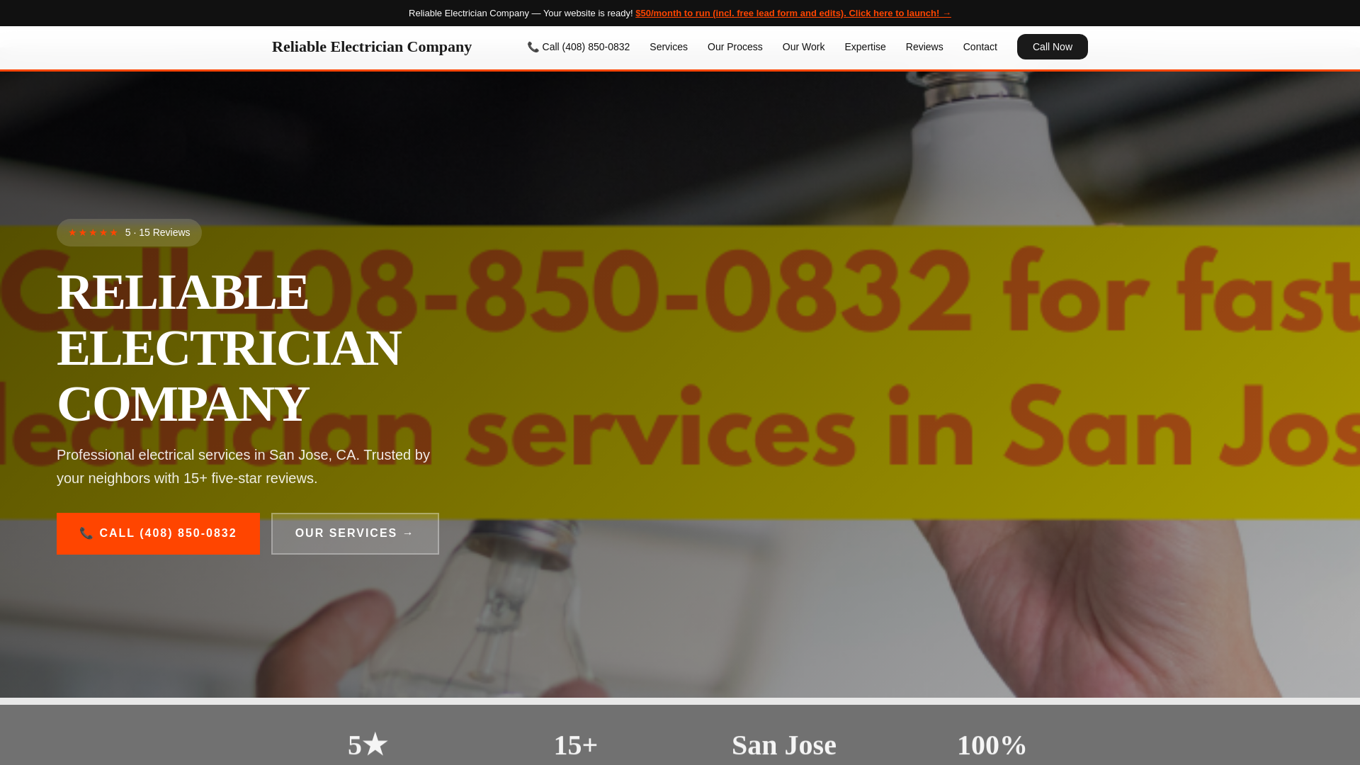 website screenshot of https://reliable-electrician-company-demo.pages.dev/
