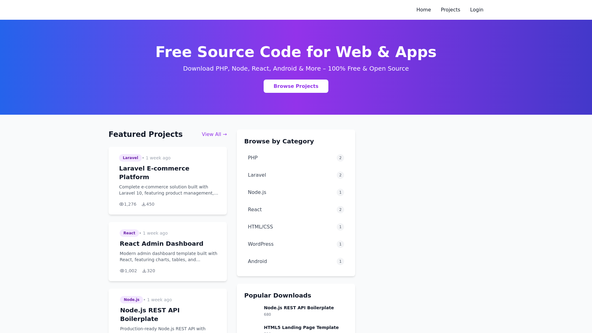 website screenshot of https://freecodeshub.in/