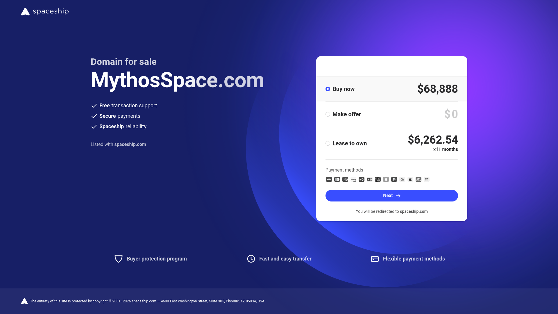 website screenshot of https://mythosspace.com/
