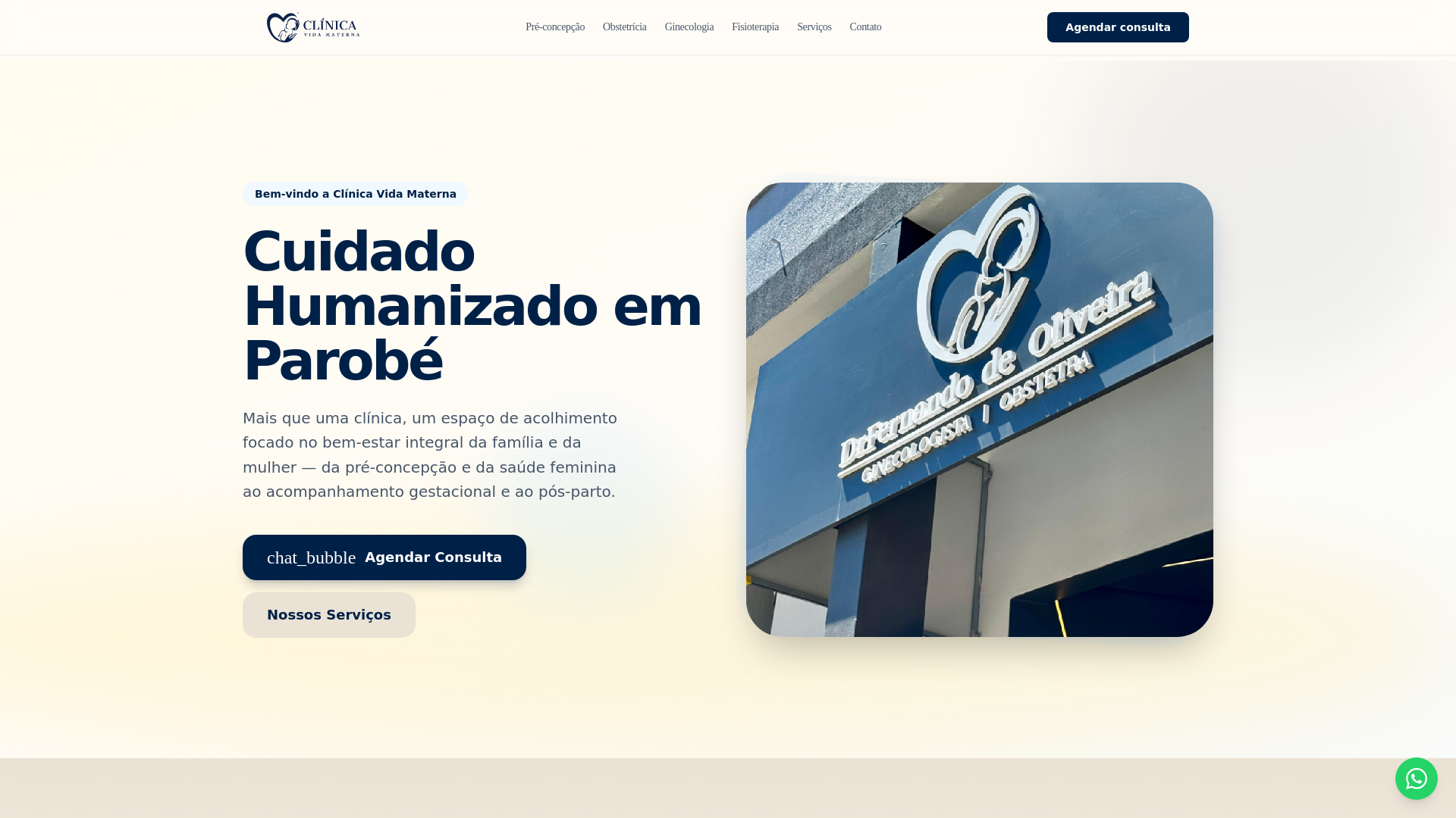 website screenshot of https://clinicavidamaterna.com.br/