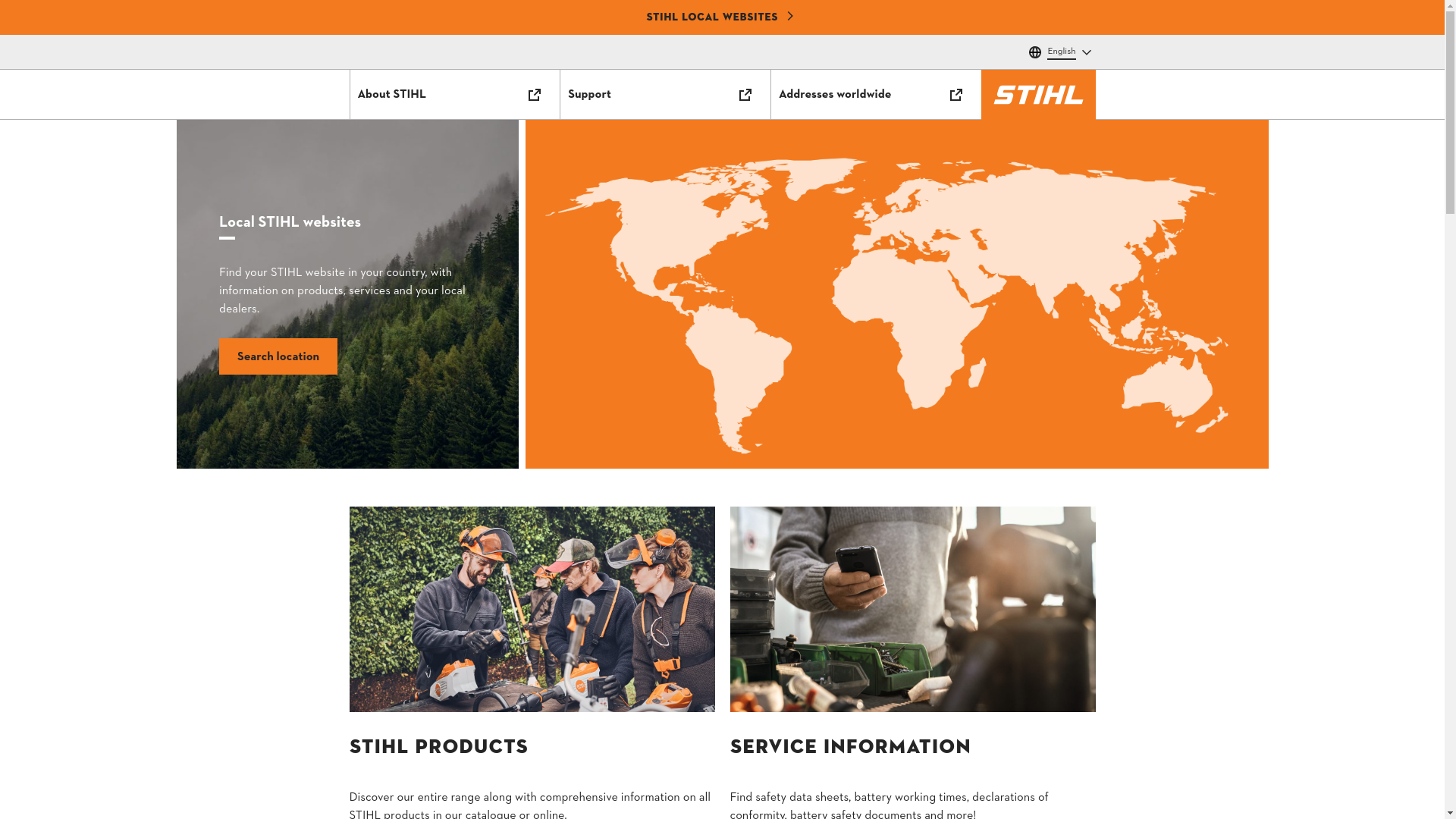 website screenshot of https://stihl.com