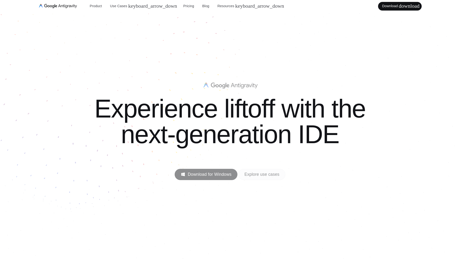 website screenshot of https://antigravity.google