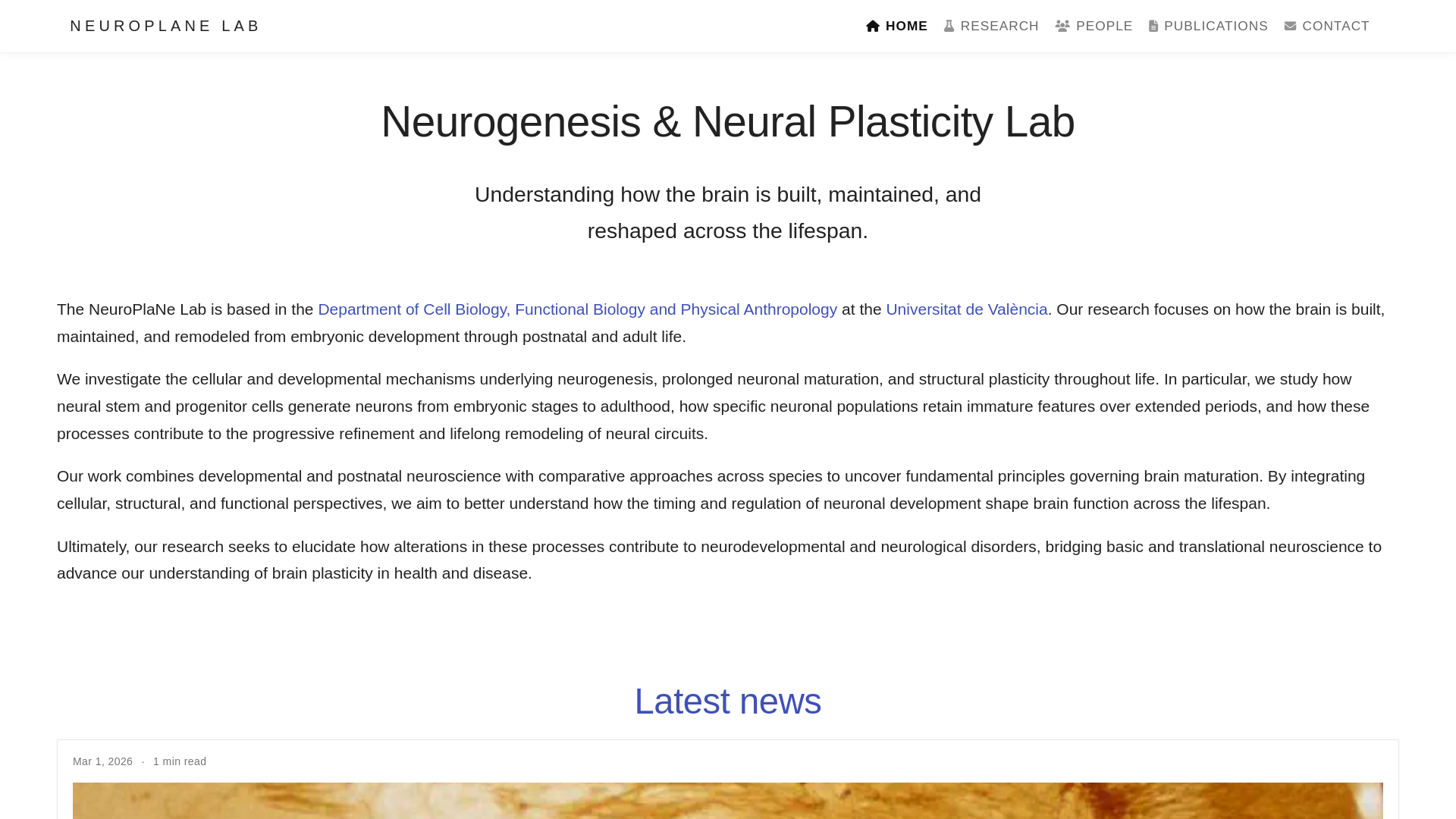 website screenshot of https://neuroplanelab.org/