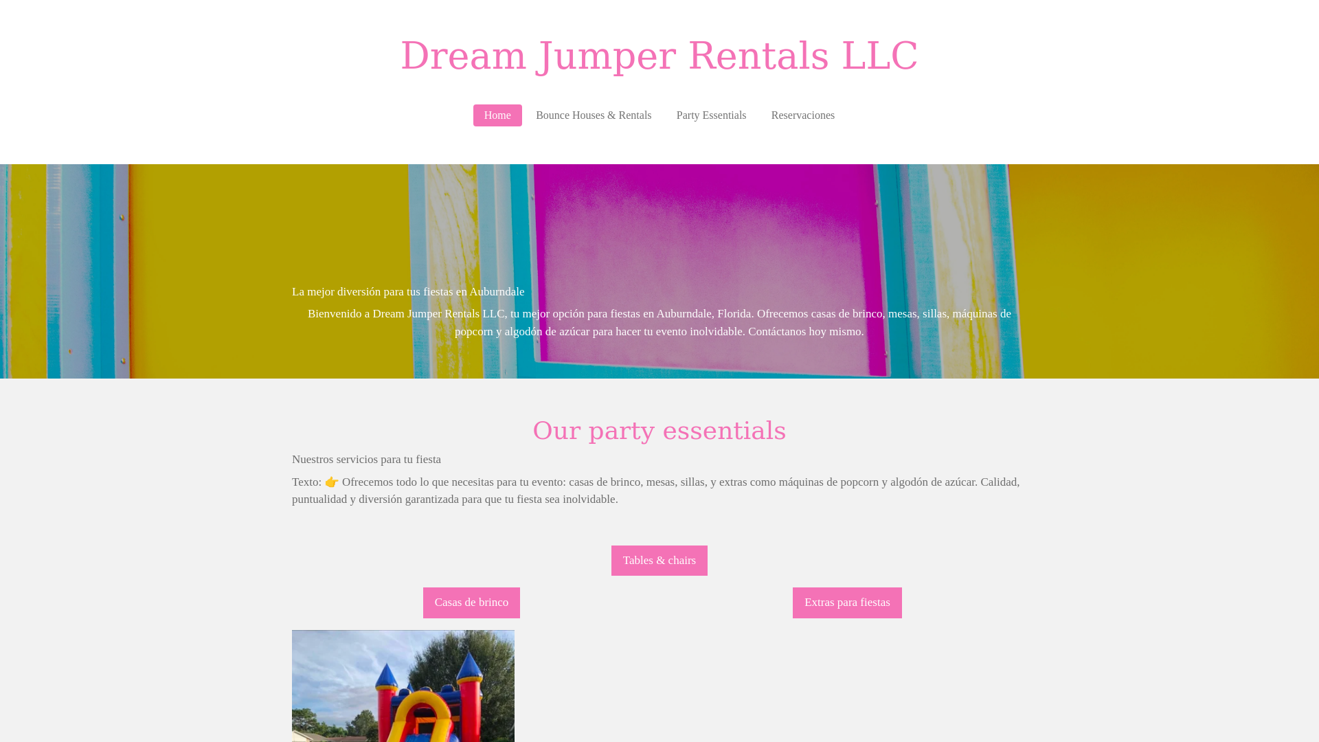 website screenshot of https://dreamjumperrentalsllc.com