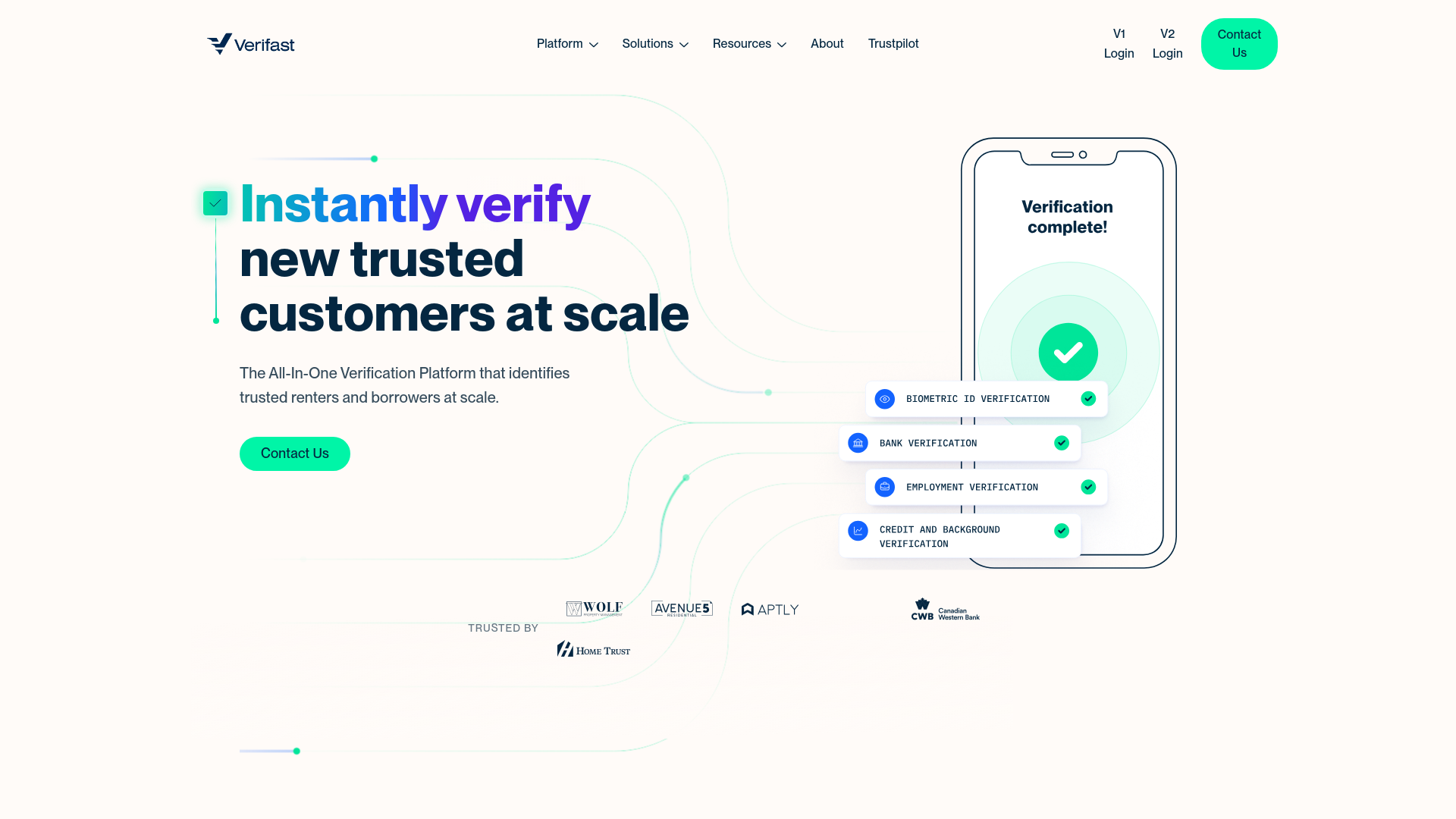 website screenshot of https://verifastapp.com/