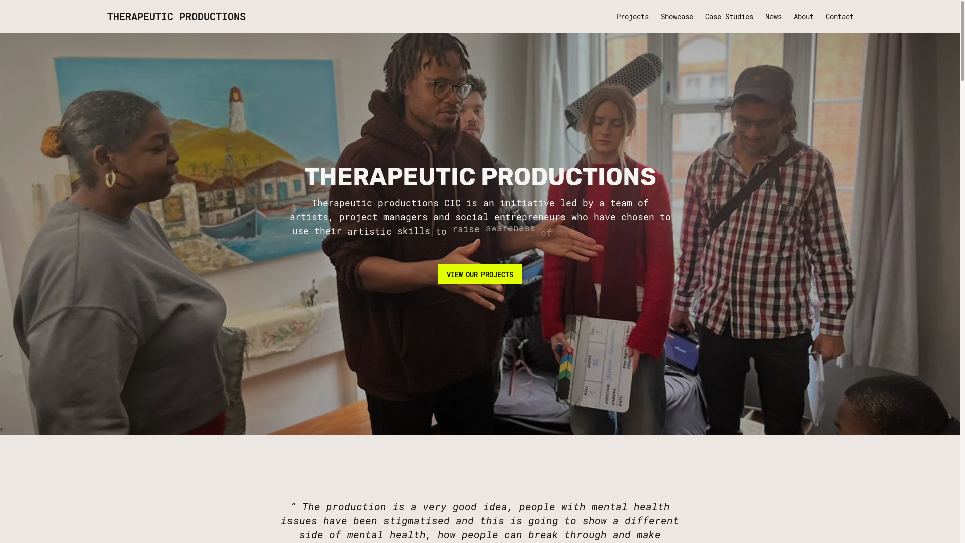 website screenshot of https://therapeuticproductions.pages.dev/