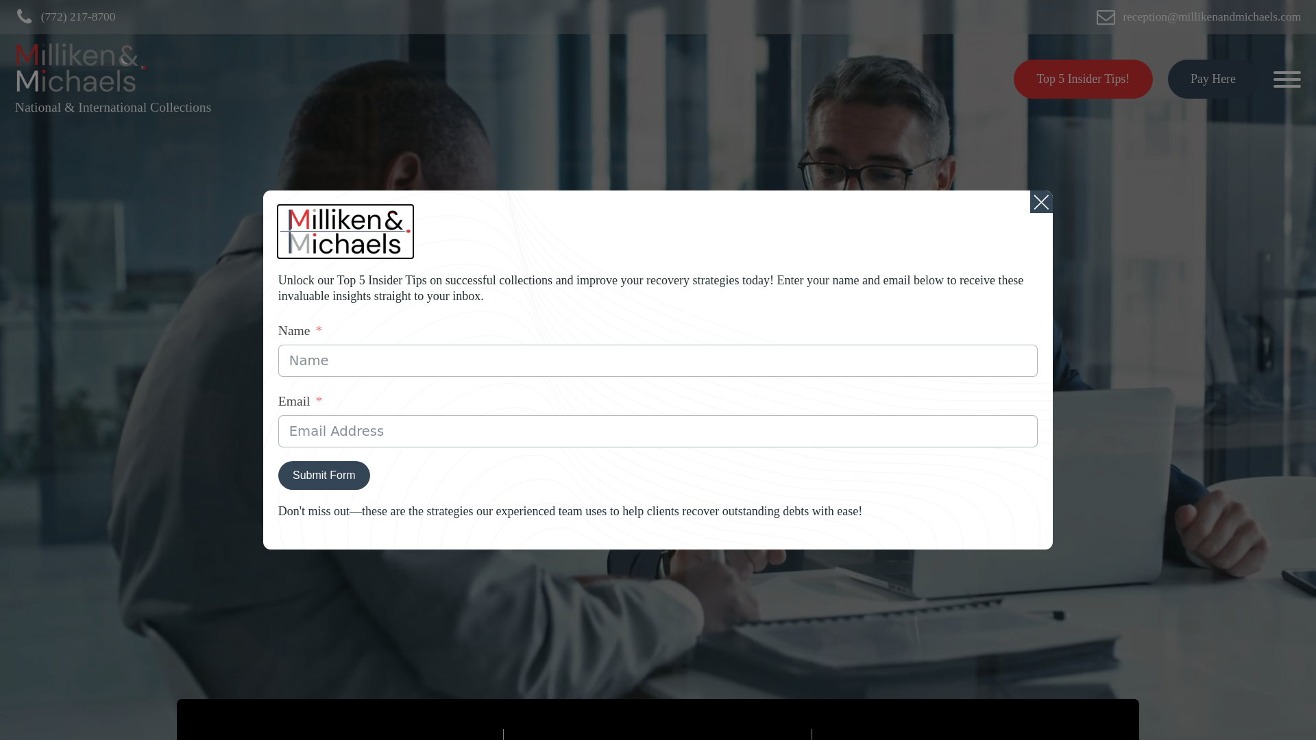 website screenshot of https://millikenandmichaelsgroup.com/