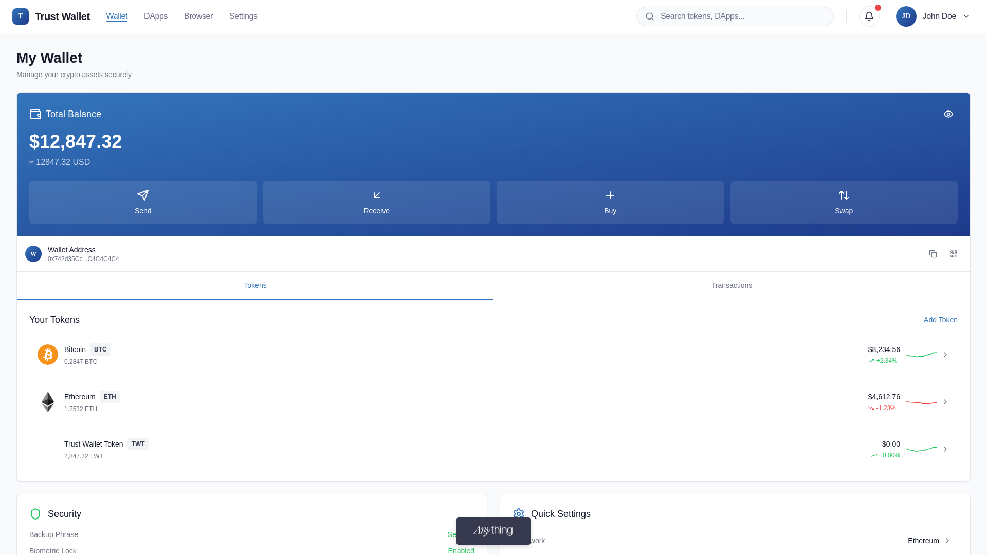 website screenshot of https://defi-io-trust.created.app/