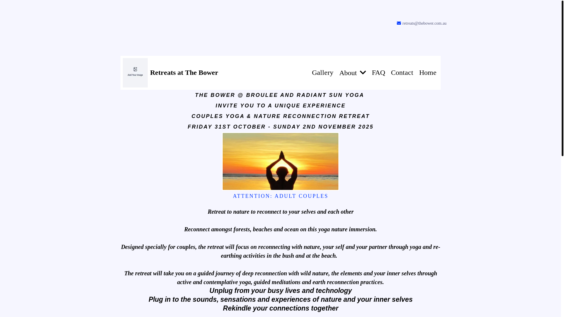 website screenshot of https://couplesyogaretreatsnsw.com.au/