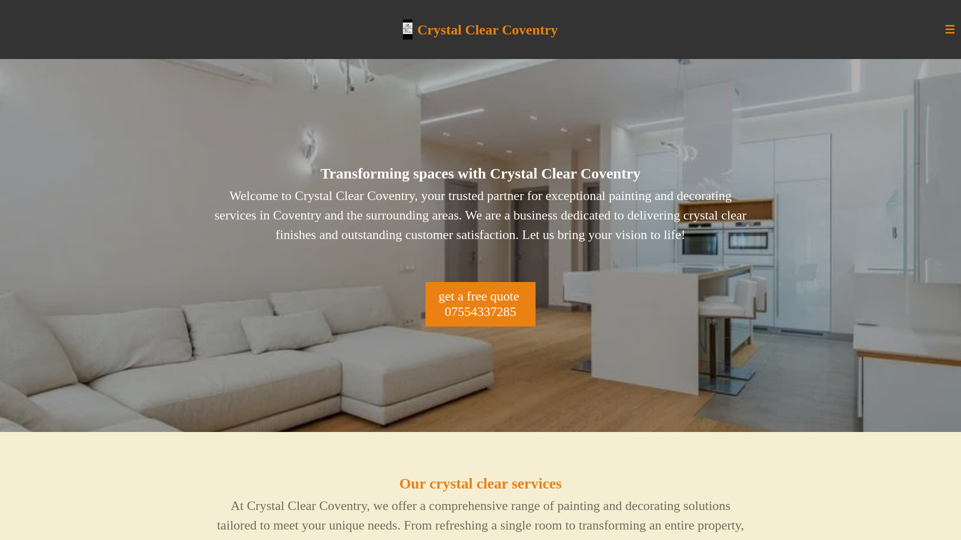 website screenshot of https://crystalclearcoventry.co.uk