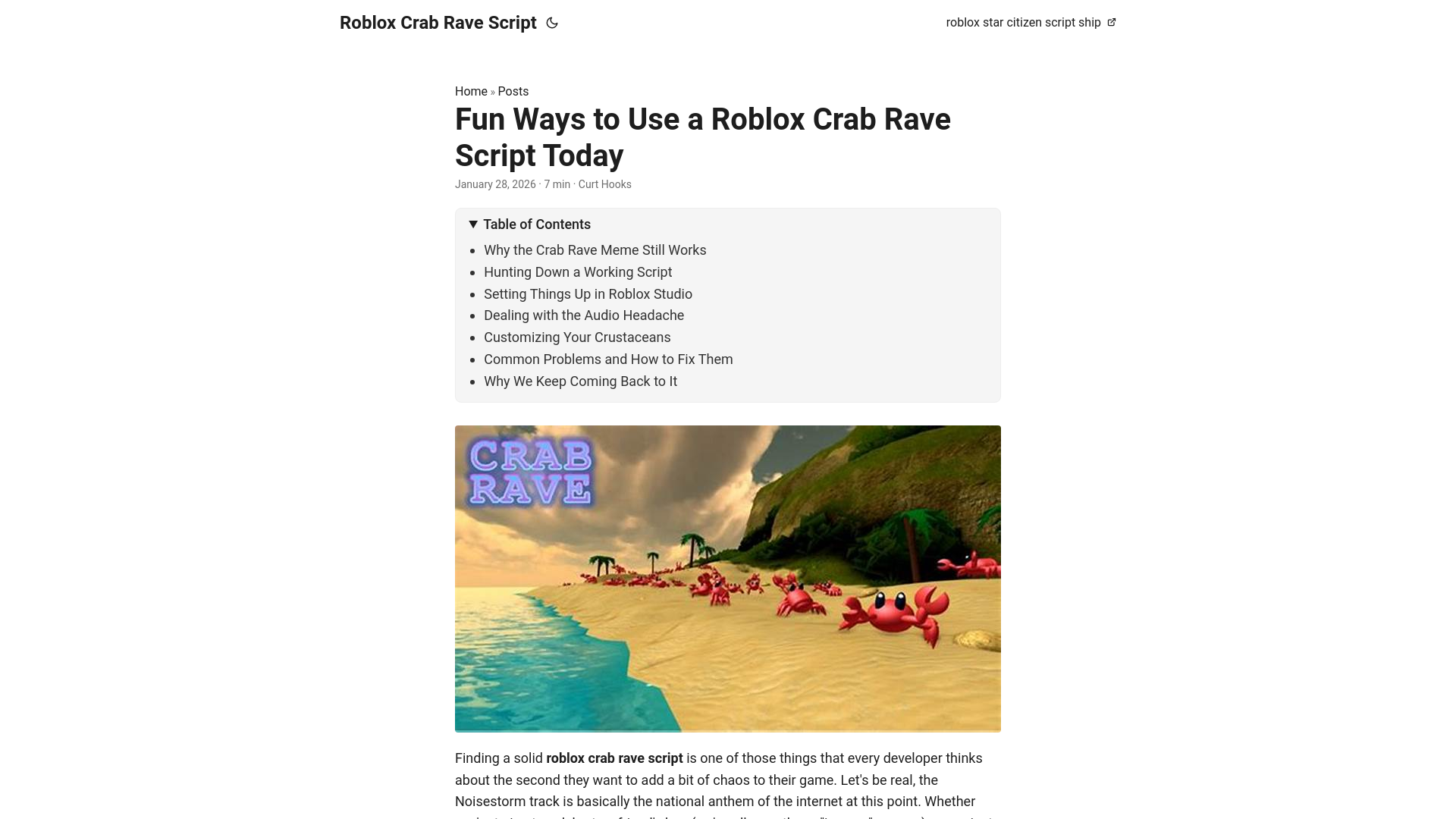 website screenshot of https://roblox-crab-rave-script.pages.dev/