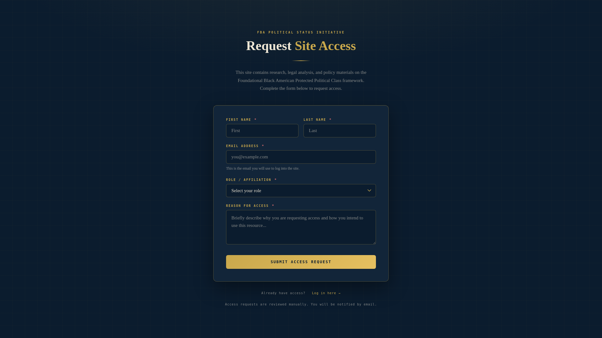 website screenshot of https://fba-access-request.pages.dev/