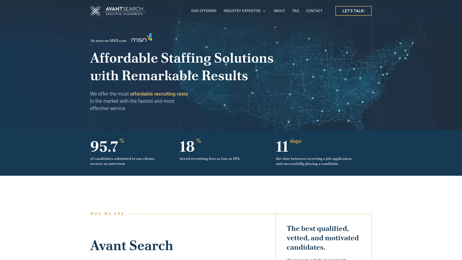 website screenshot of https://avantsearchespeople.com