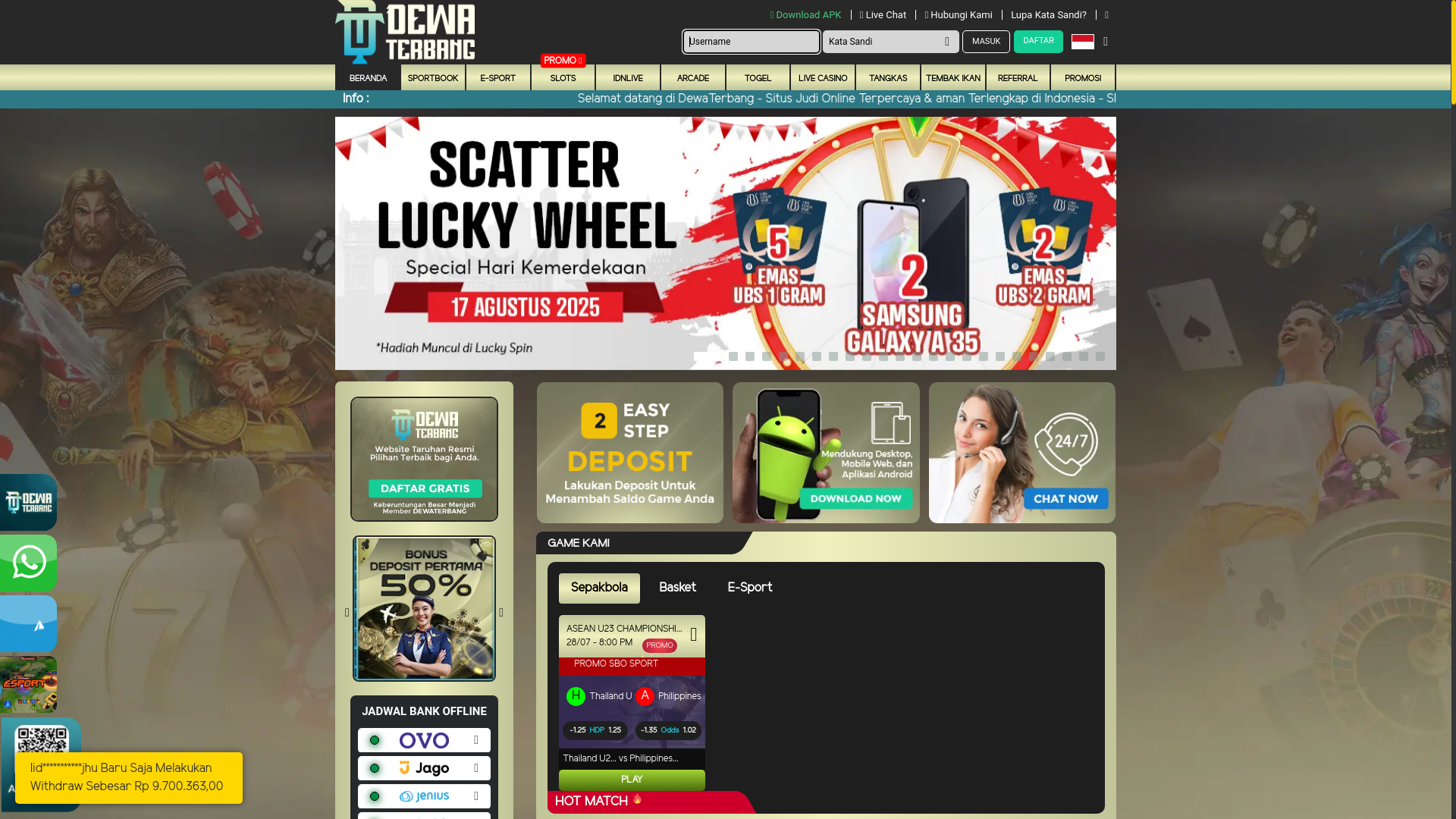 website screenshot of https://dewaterbang1a.biz/