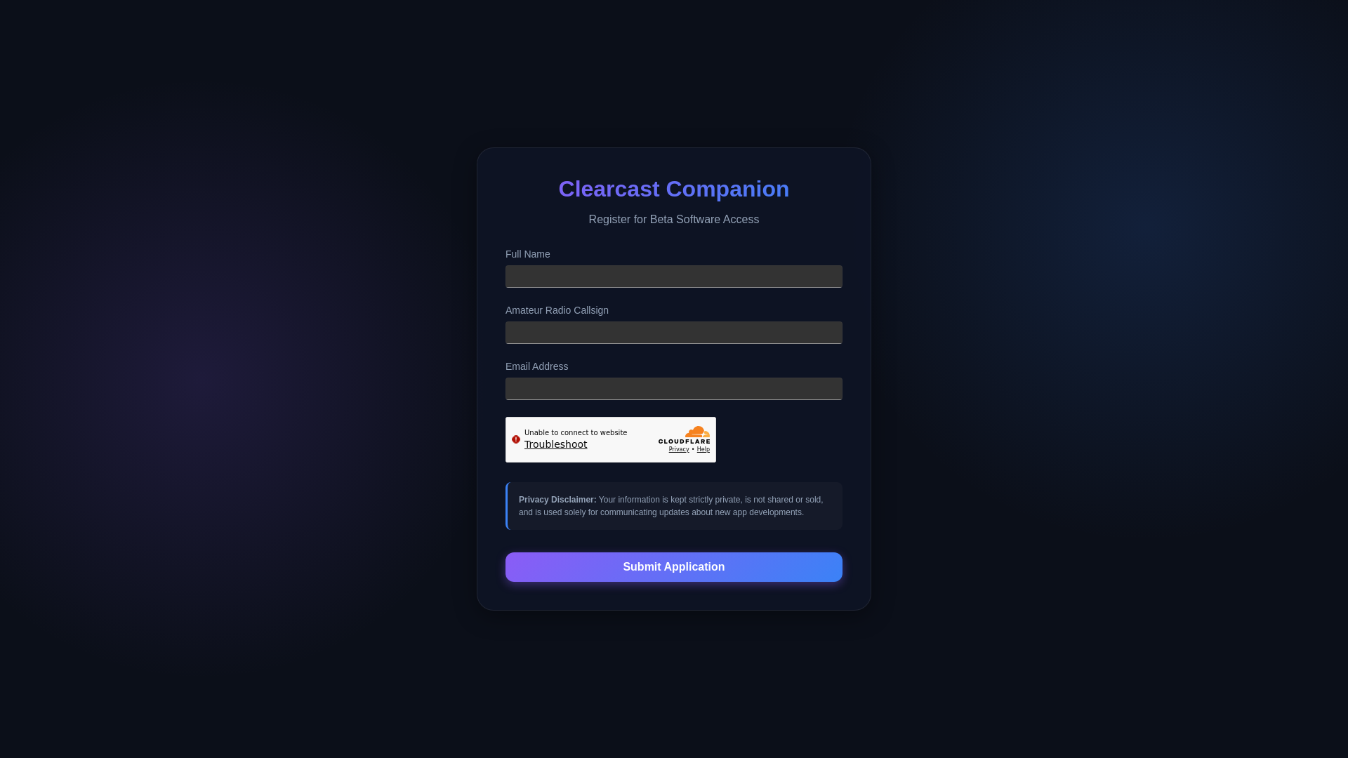 website screenshot of https://clearcast-companion.pages.dev/