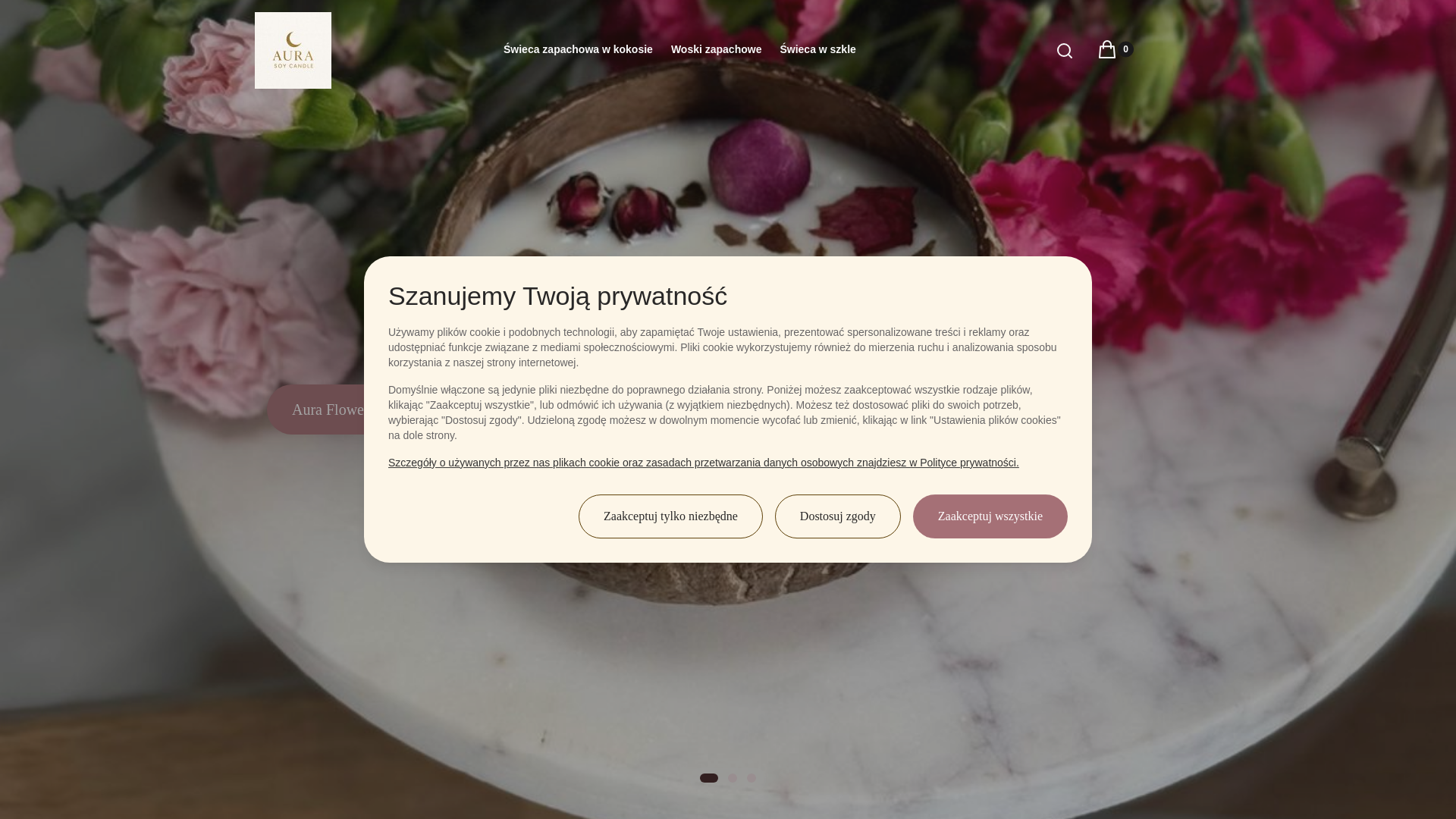 website screenshot of https://aurasoycandle.pl/