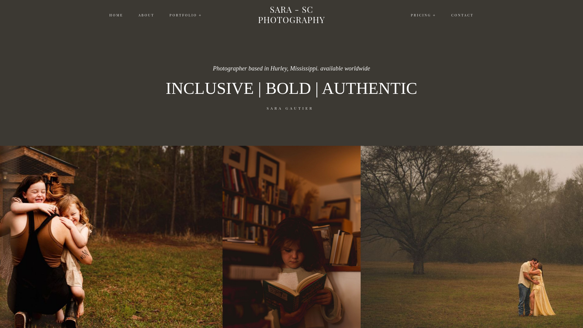 website screenshot of https://sarascphotography.com/