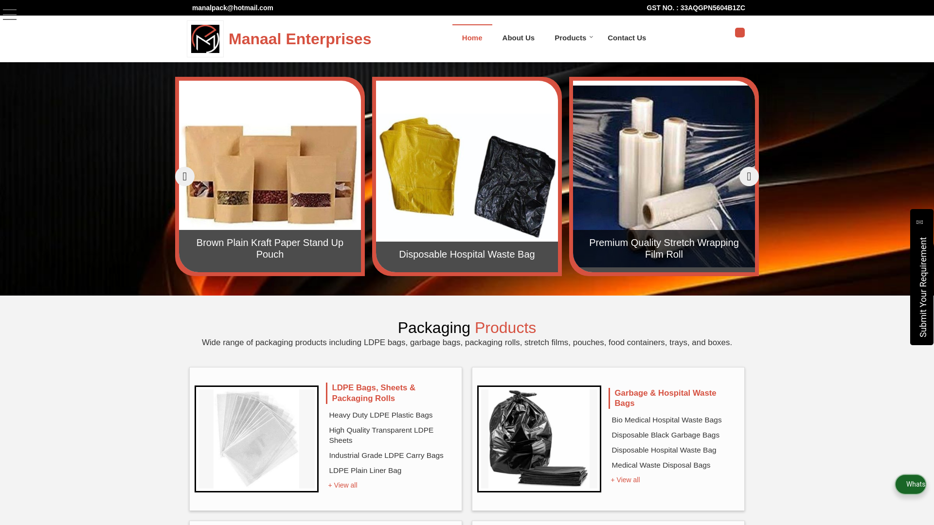 website screenshot of https://manaal.co.in/