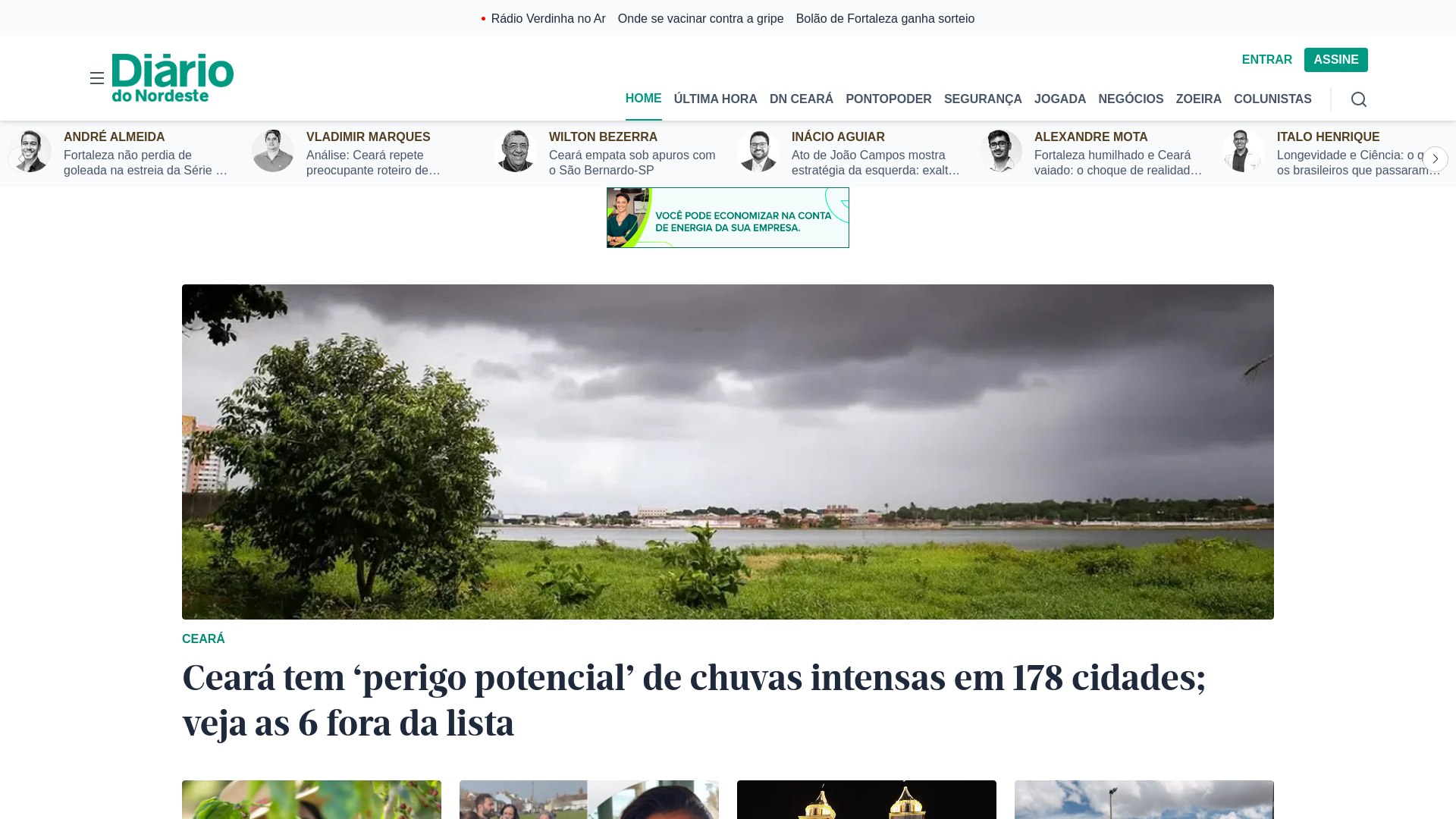 website screenshot of https://diariodonordeste.verdesmares.com.br