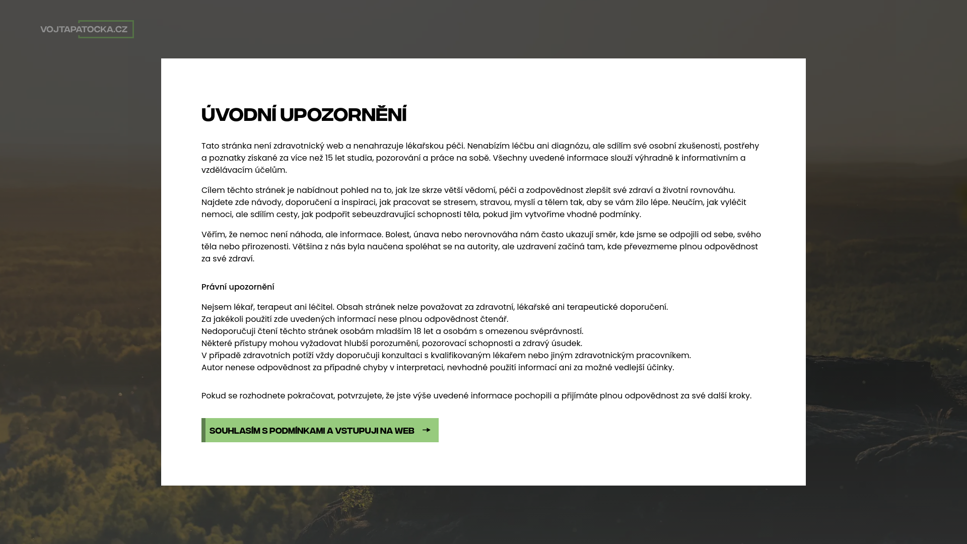website screenshot of https://podweb-vojtapatocka-cz-2.pages.dev/
