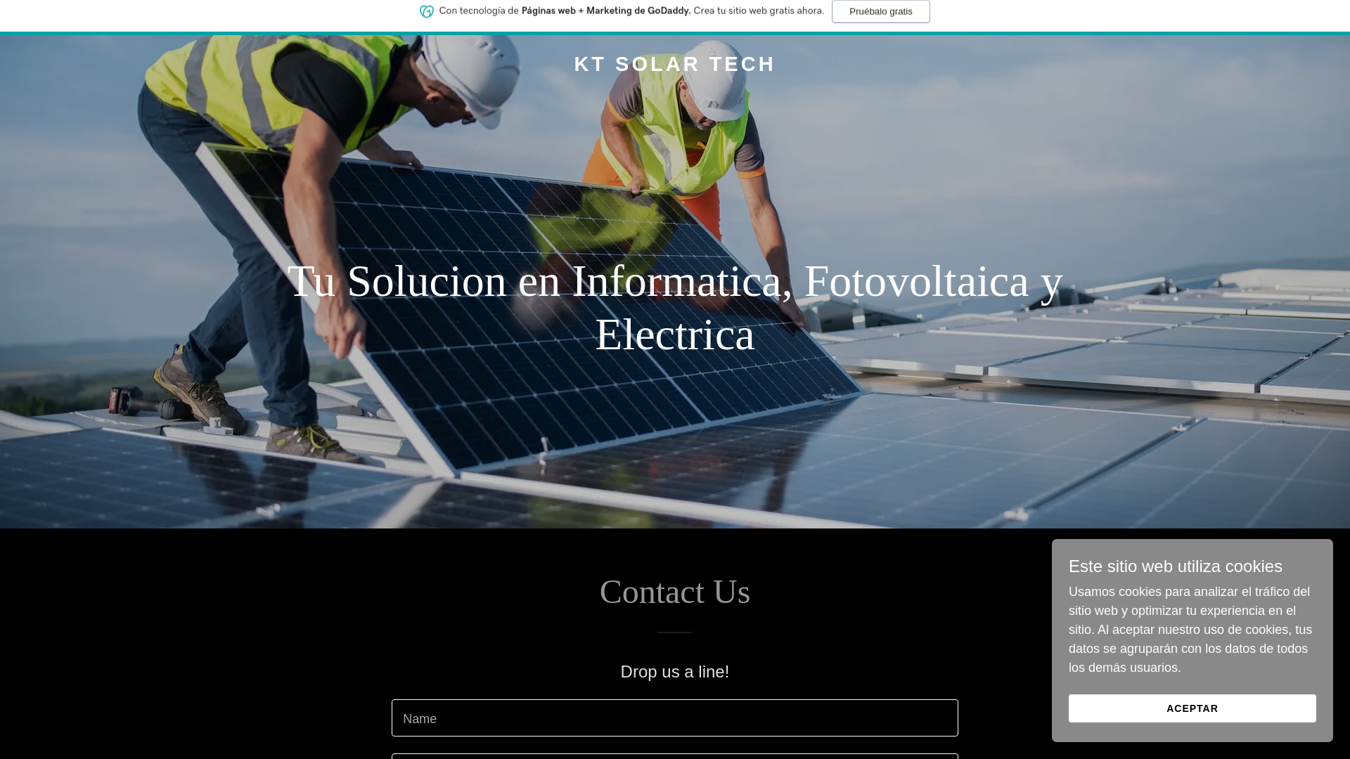 website screenshot of https://ktsolartech.com/