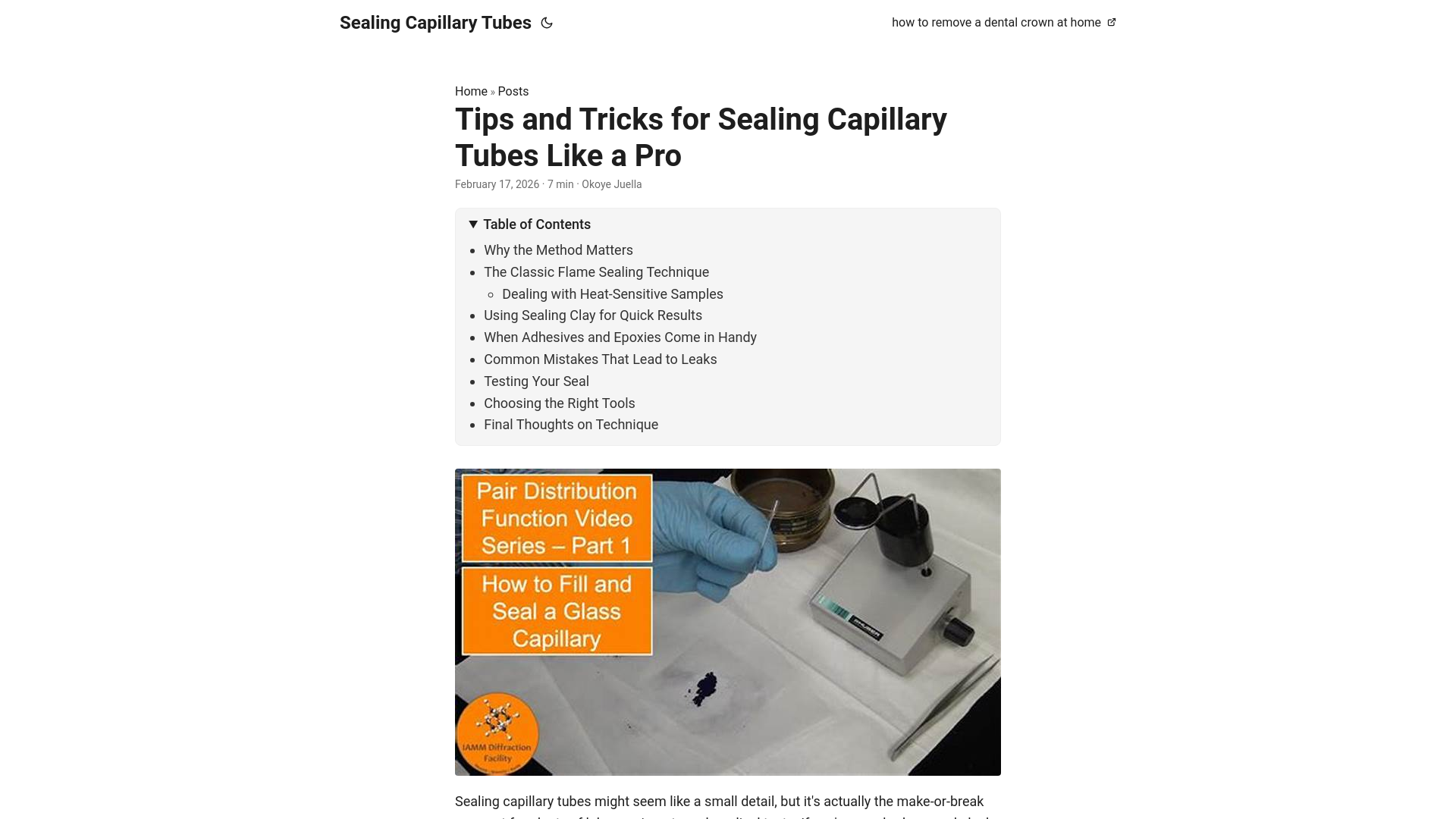 website screenshot of https://sealing-capillary-tubes.pages.dev/